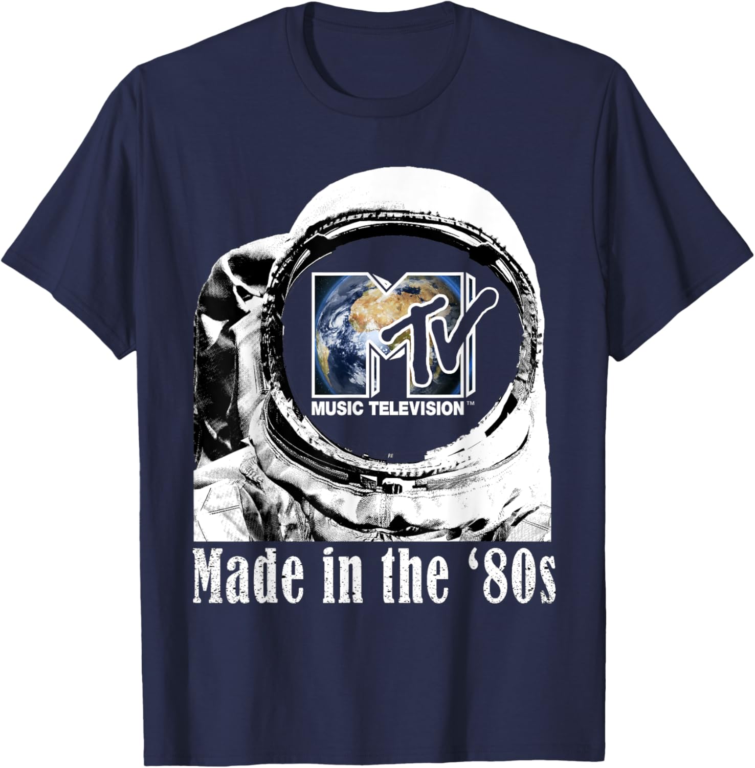 Mademark x MTV 80s Astronaut T-Shirt with Earth Logo for Retro Vibes - 6
