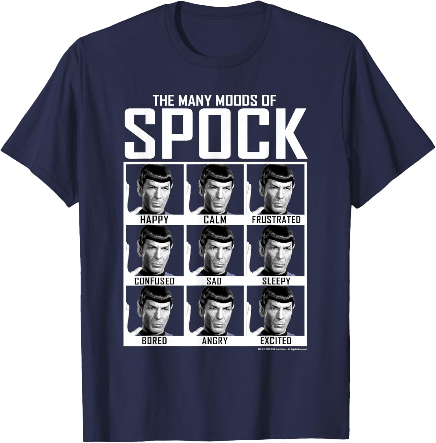 Star Trek Spock Moods Textbook T-Shirt for Fans of Classic Sci-Fi Fashion - 2
