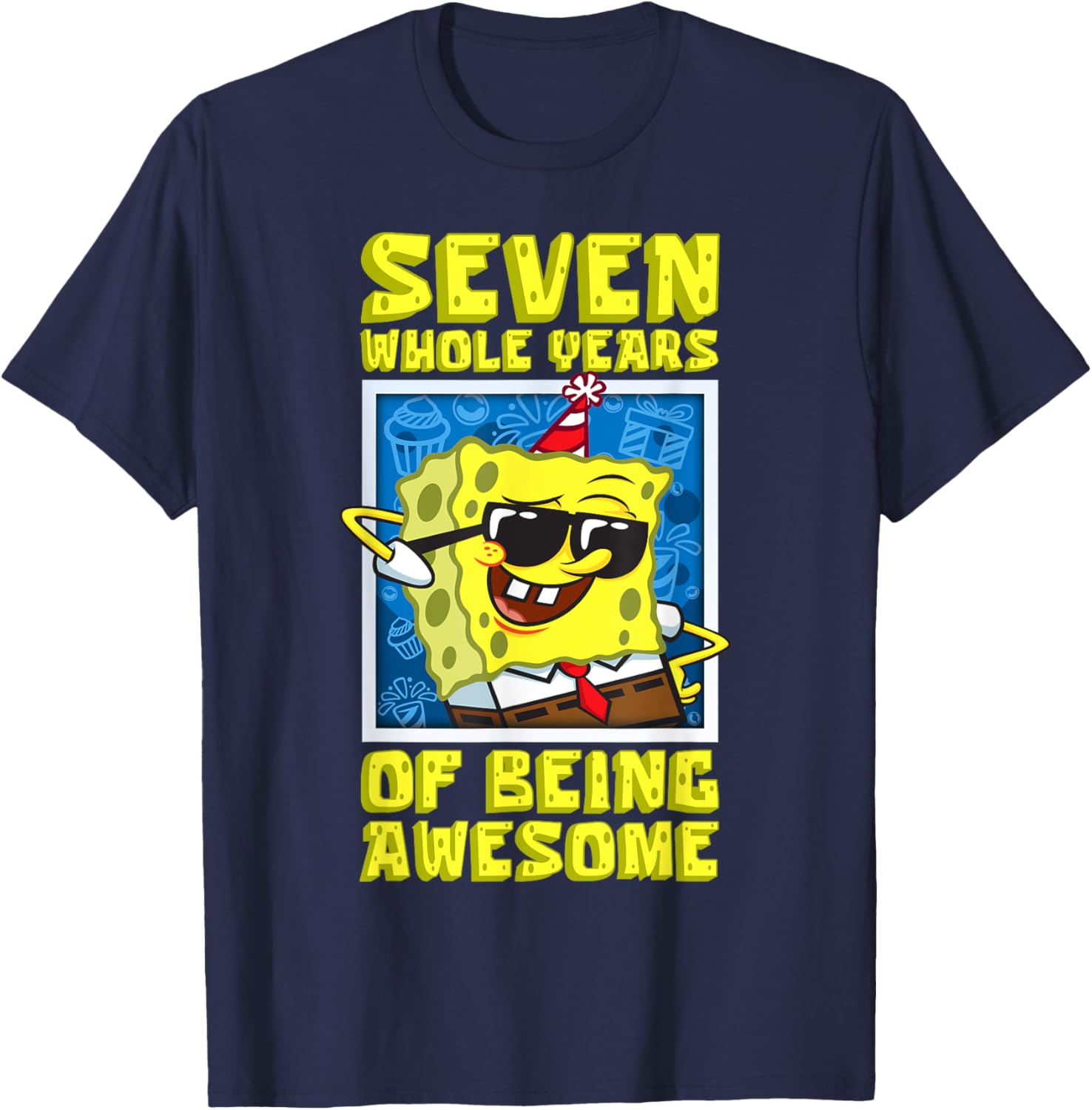 Mademark SpongeBob Seven Years of Awesome 7th Birthday Gift T-Shirt - 4