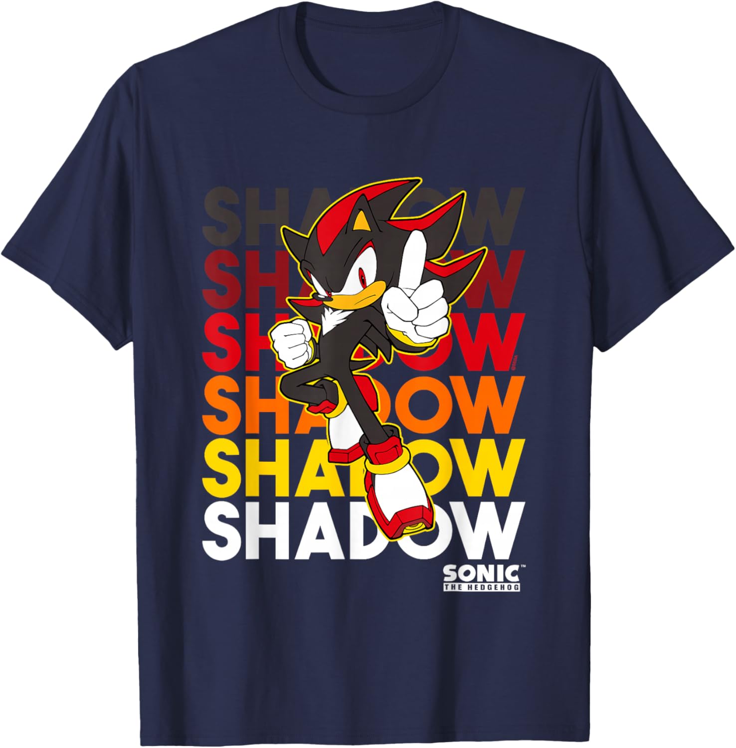Sonic The Hedgehog Shadow Logo Stacked Text Cool Graphic T-Shirt - 11