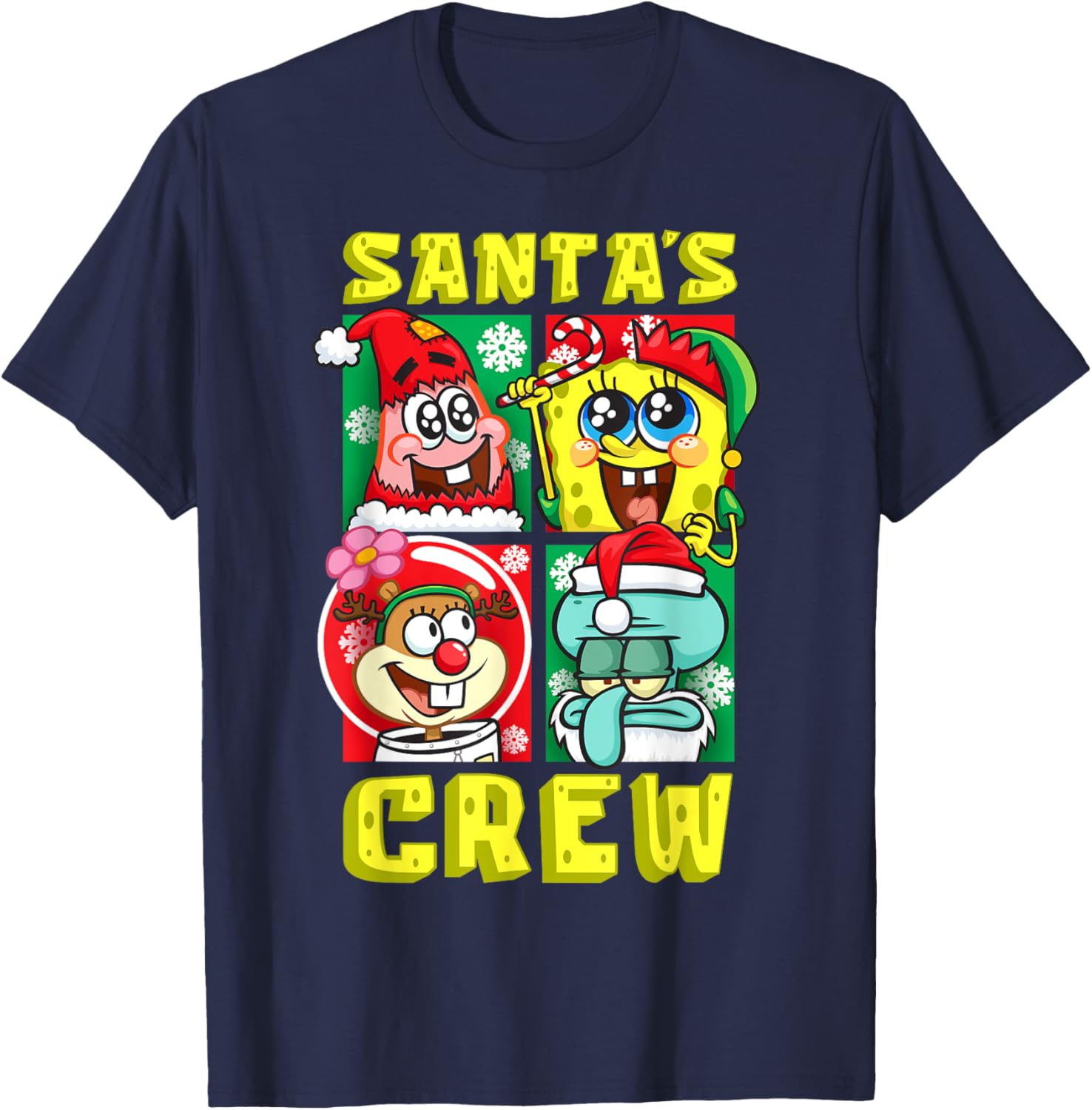 Mademark SpongeBob Christmas Crew Fun T-Shirt with Santa Patrick Sandy Squidward - 7