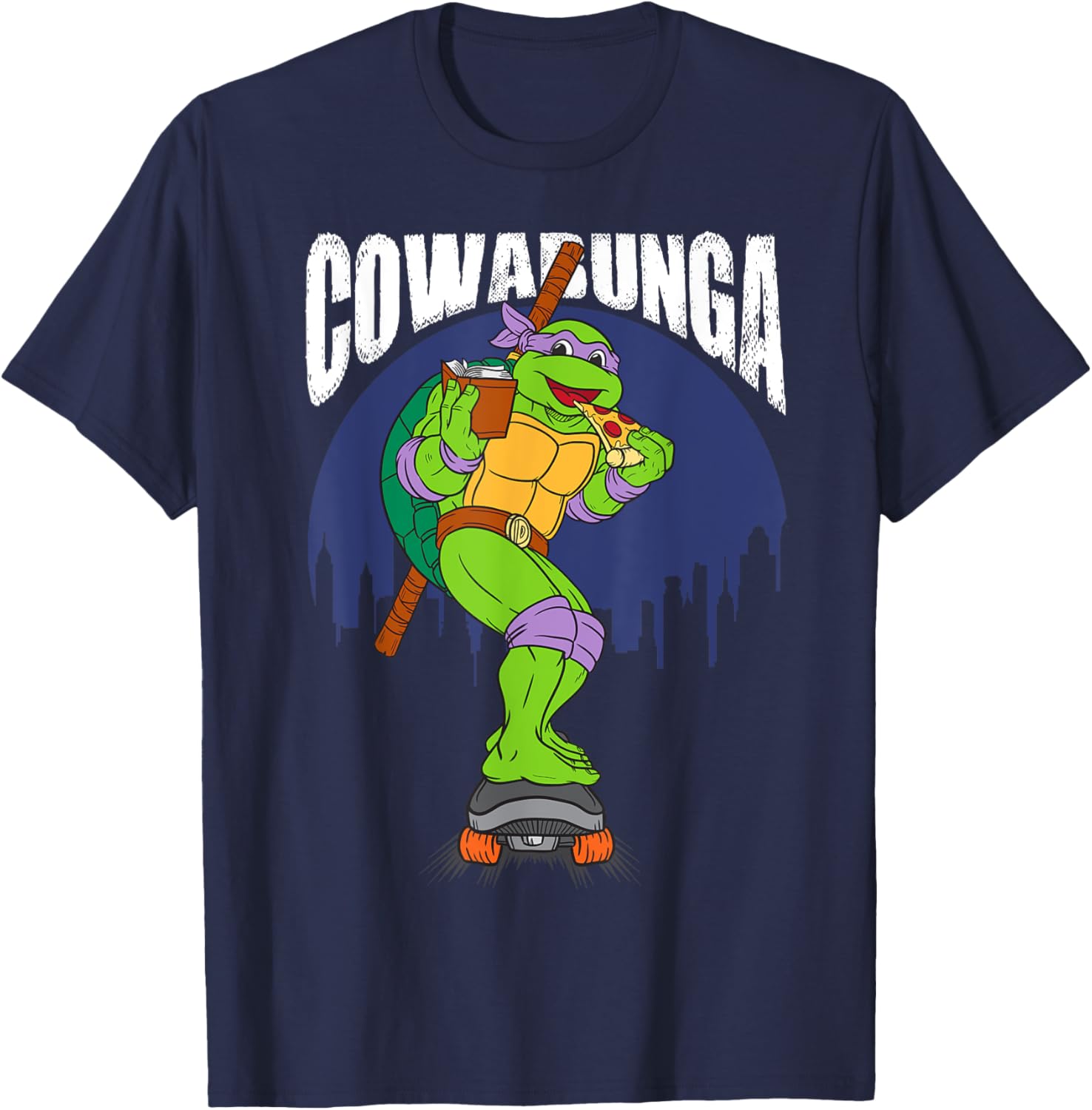 Cowabunga Donatello on Skates Pizza T-Shirt for TMNT Fans - 17