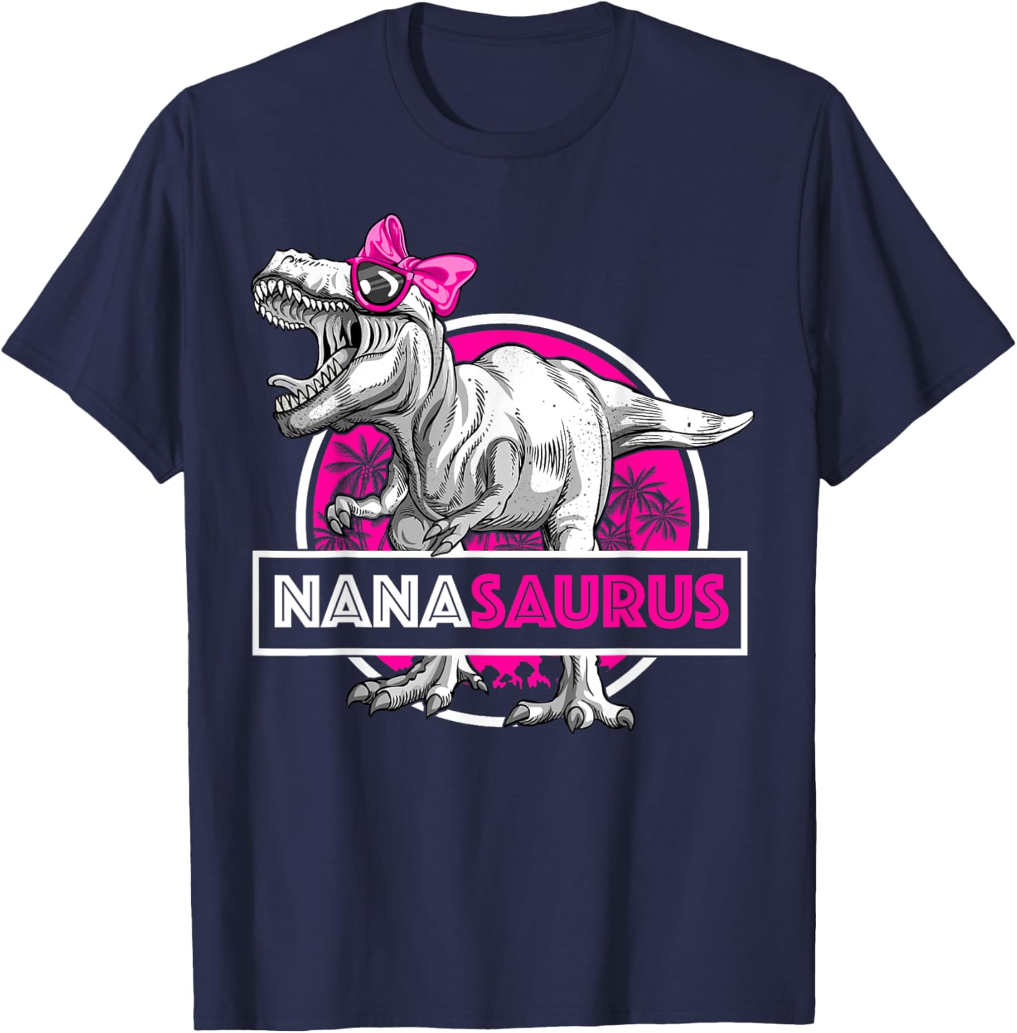Funny Nanasaurus T-Rex Matching Dinosaur T-Shirt for Grandma and Kids - 1