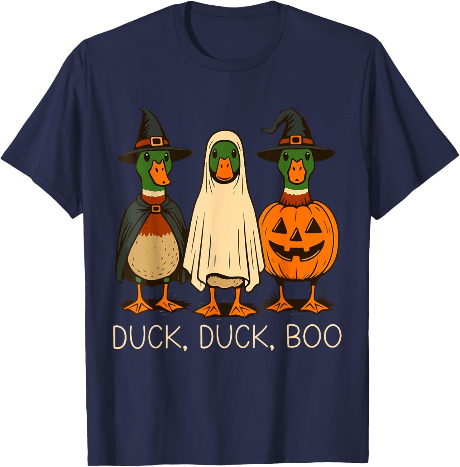 Cute Duck Duck Boo Halloween Pumpkin T-Shirt for Fall Fun - 15