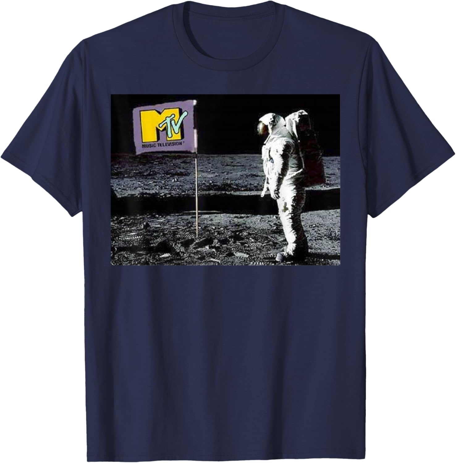 MTV Man On The Moon Logo Graphic Tee Short Sleeve T-Shirt for Fans - 3