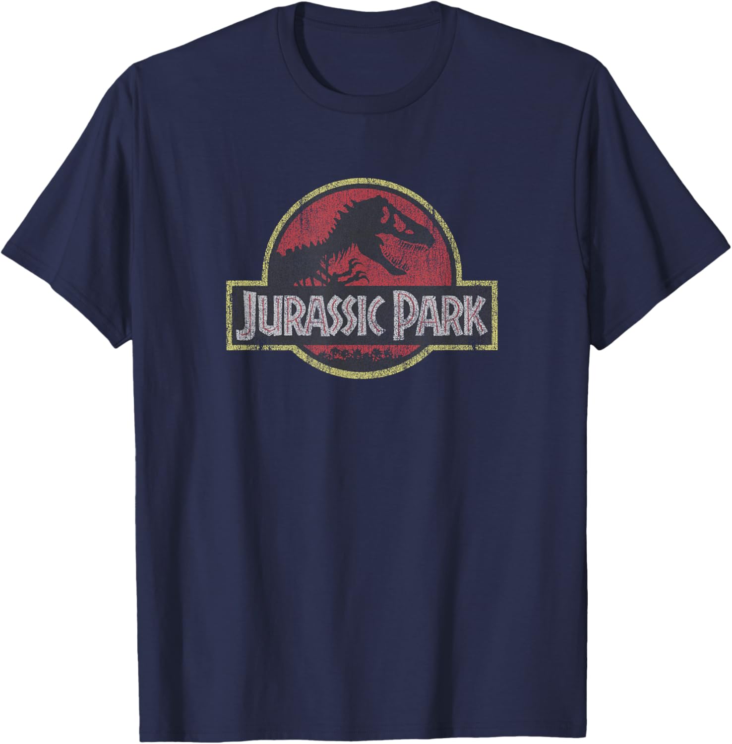 Classic Jurassic Park Retro Red Distressed Logo T-Shirt for Fans - 2