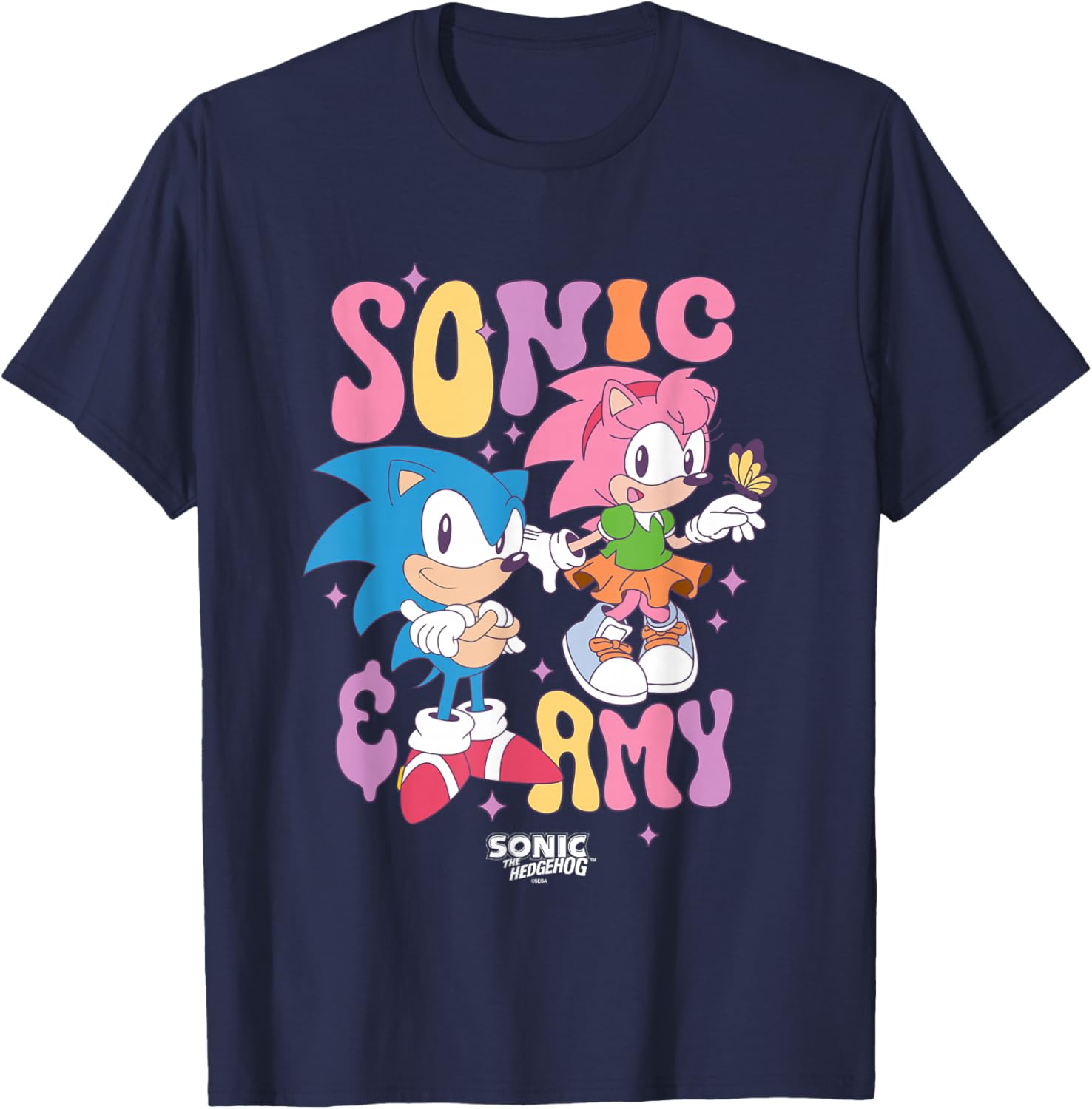 Cute Vintage Sonic & Amy T-Shirt for Fans of Sonic The Hedgehog - 5
