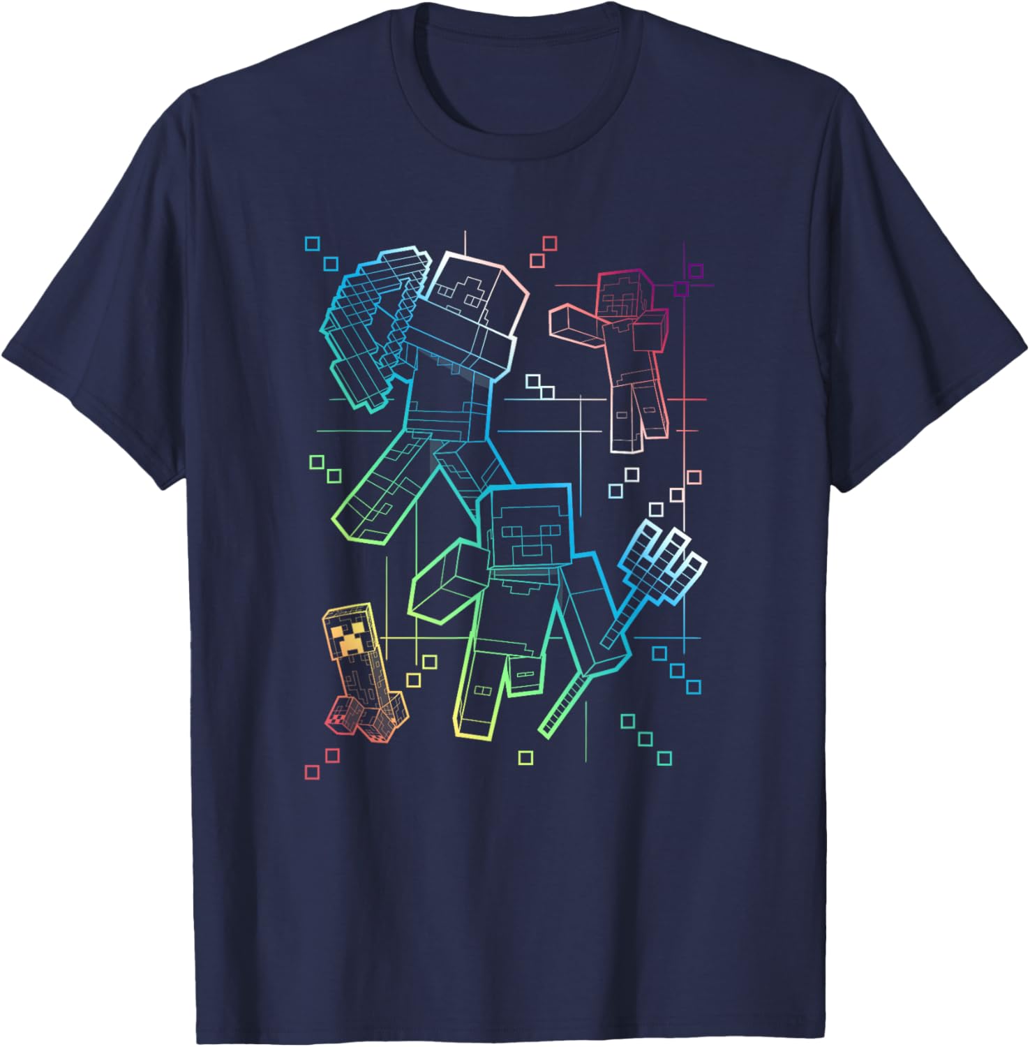 Minecraft Rainbow Collage T-Shirt for Gamers – Fun Group Shot Design - 6