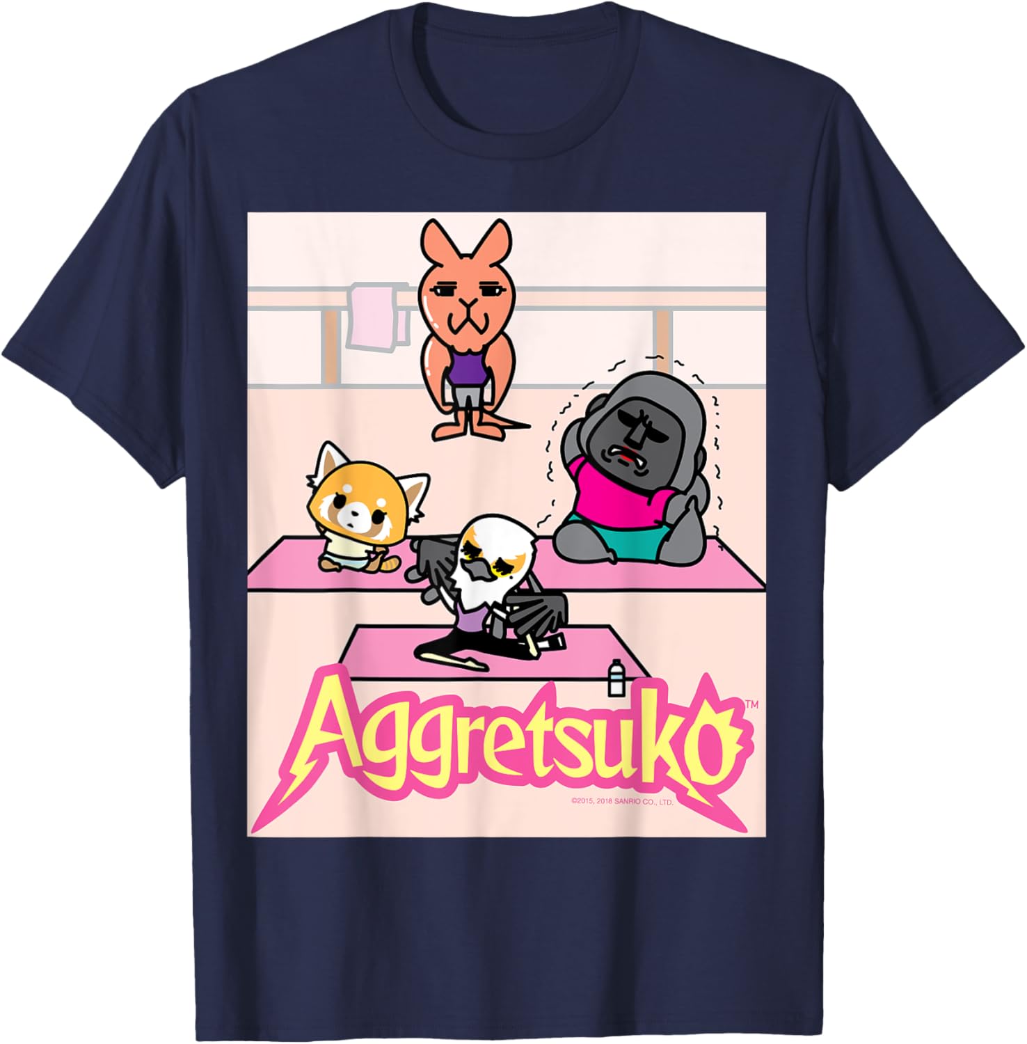 Aggretsuko Yoga Pose Tee Shirt for Fans of Yoga and Anime Style - 4