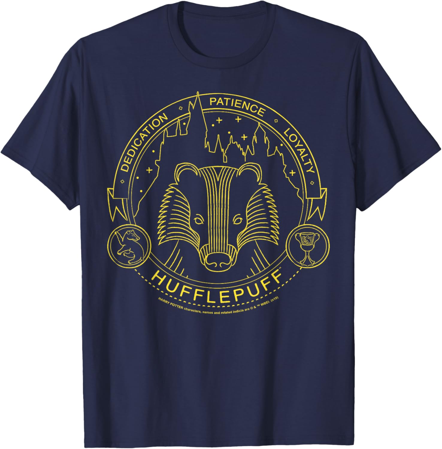Harry Potter Hufflepuff Symbol Line Art T-Shirt for Fans and Collectors - 9