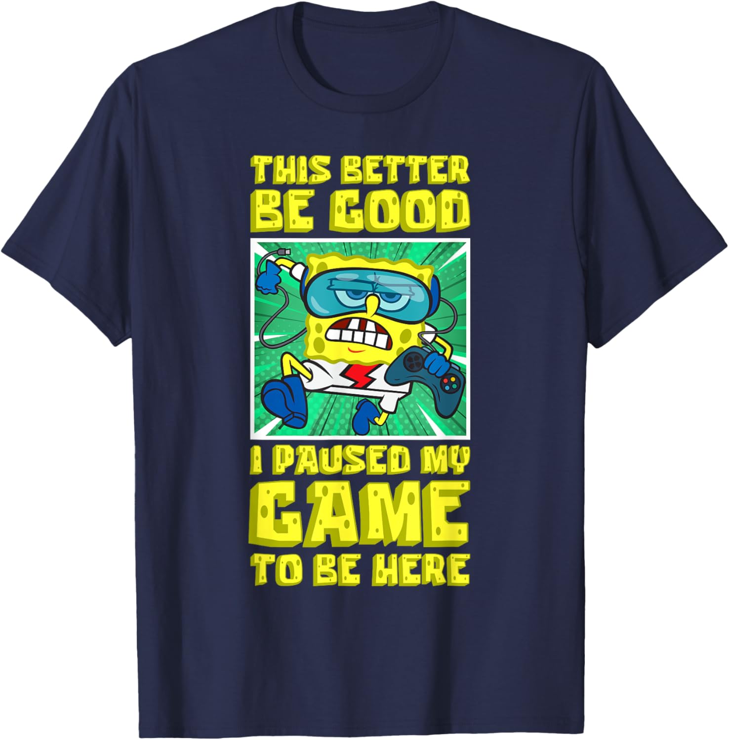 Mademark SpongeBob SquarePants Gamer Running T-Shirt for Fun Style - 1