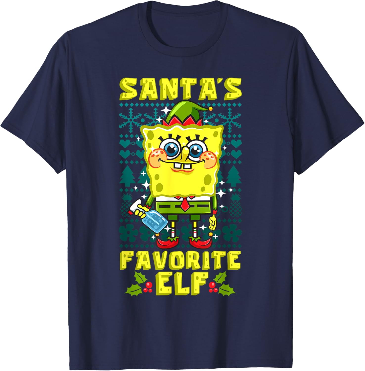 Mademark SpongeBob SquarePants Xmas Elf Matching T-Shirt for Holiday Cheer - 12