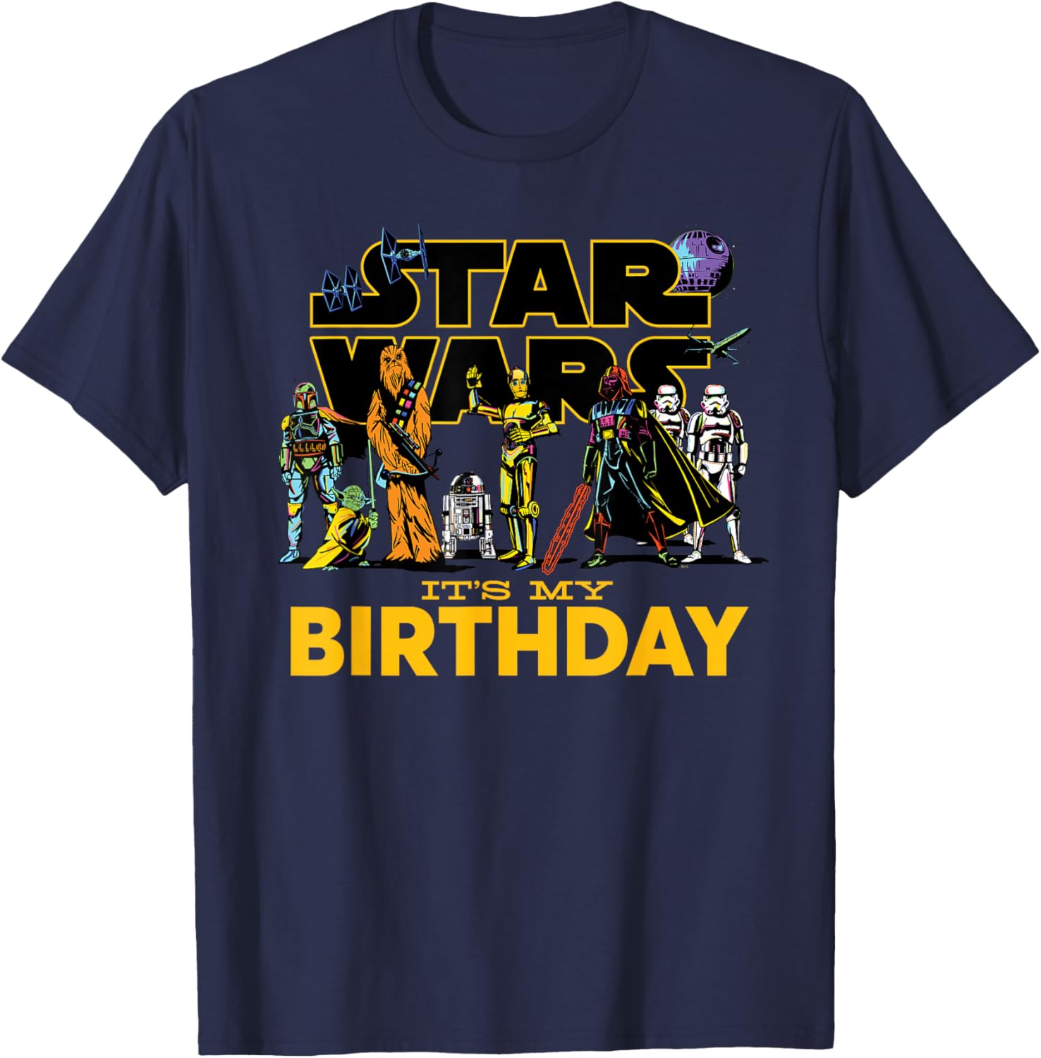 Star Wars Birthday T-Shirt for Kids Featuring Classic Characters Design - 2