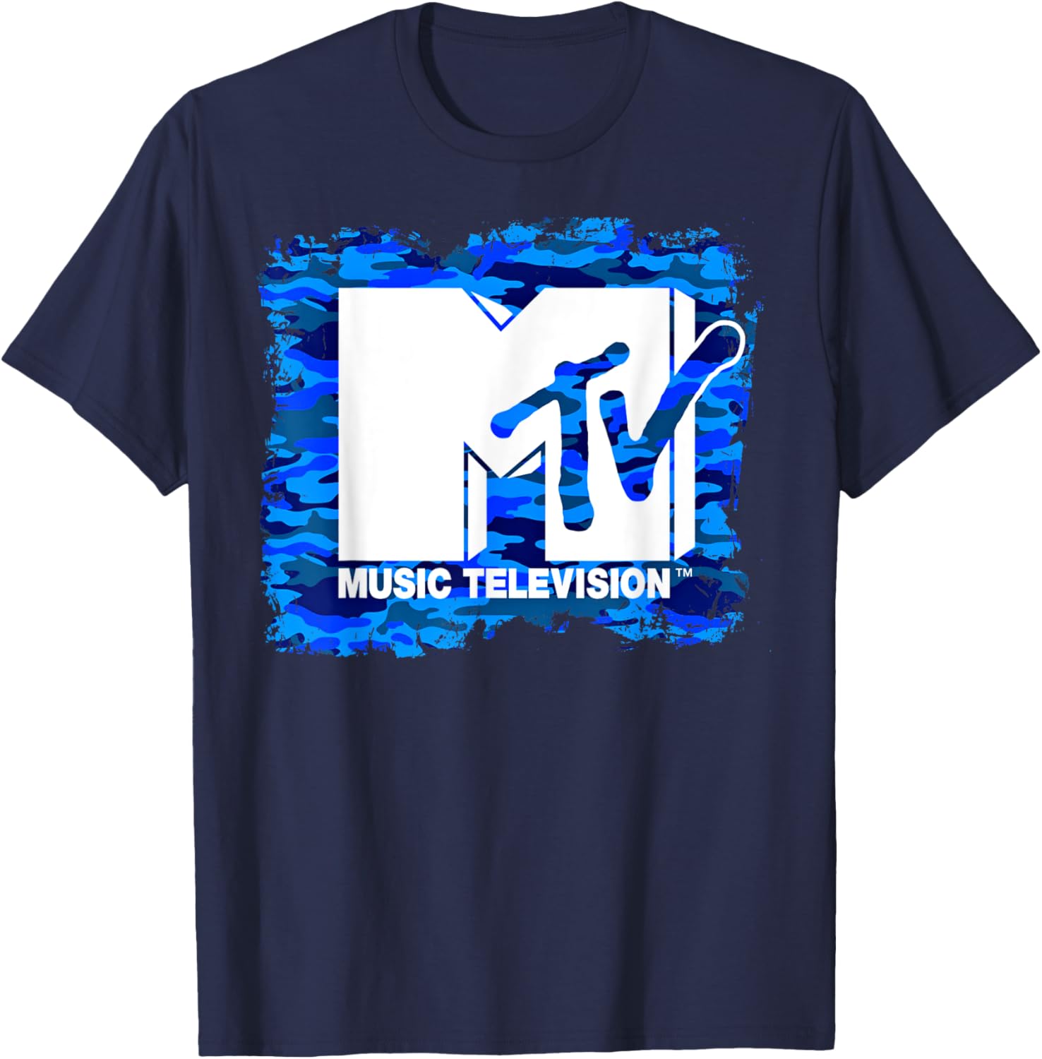 Mademark x MTV Fun Blue Camo Logo T-Shirt for Trendy Style - 10