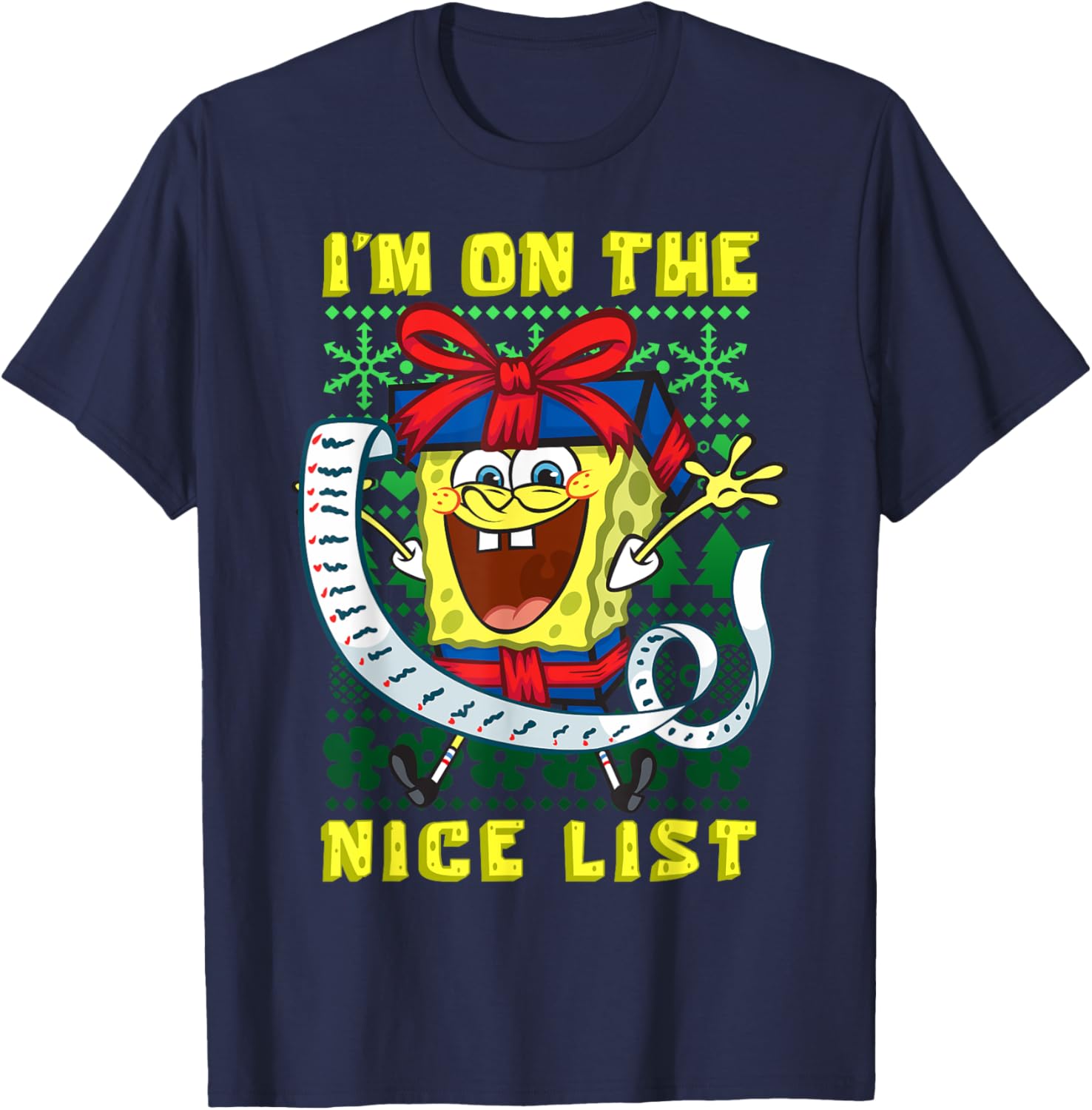 Mademark SpongeBob SquarePants Christmas Nice List T-Shirt for Kids - 7
