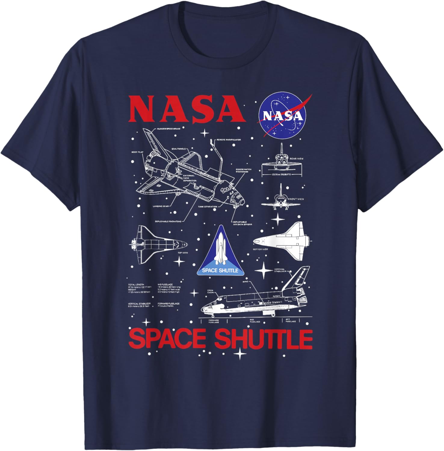 NASA Space Shuttle Blueprint T-Shirt for Space Enthusiasts and Fans - 6