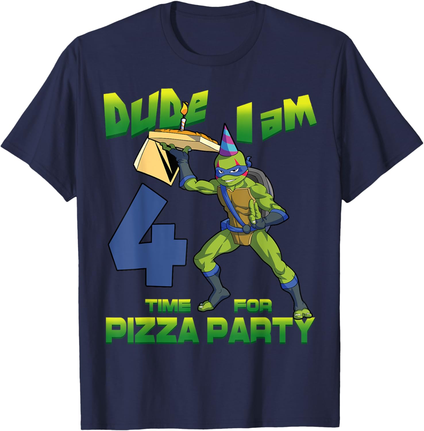 TMNT Leo Pizza Birthday Party T-Shirt for 4 Year Olds - Fun Design - 26