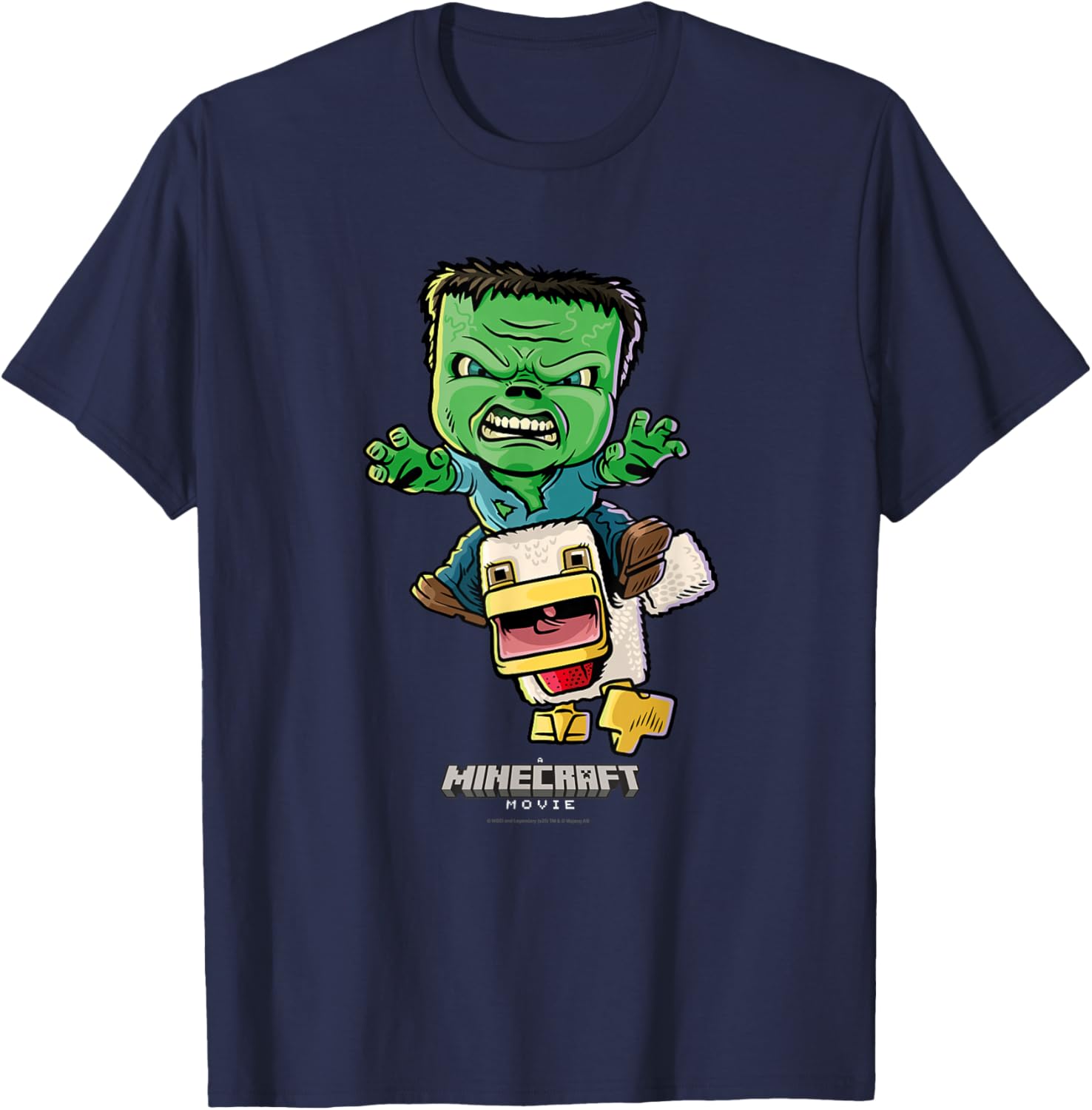 Minecraft Chicken Jockey Baby Zombie Animated T-Shirt for Kids and Fans - 9
