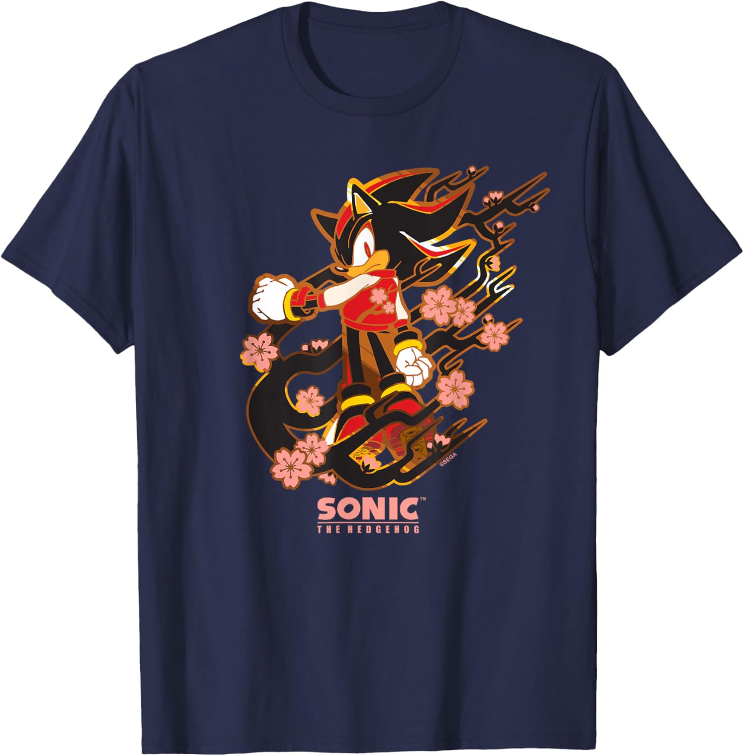 Sonic the Hedgehog Shadow T-Shirt with Cherry Blossoms Design - 2