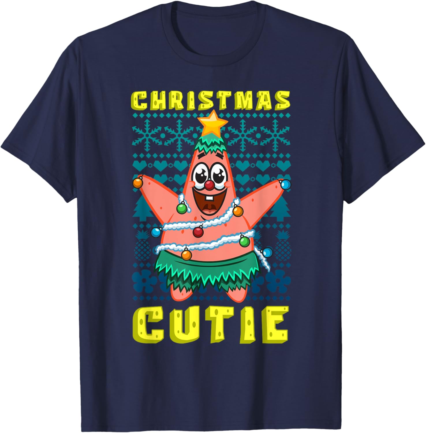 SpongeBob Patrick Star Christmas T-Shirt Cute Holiday Lights Design - 11