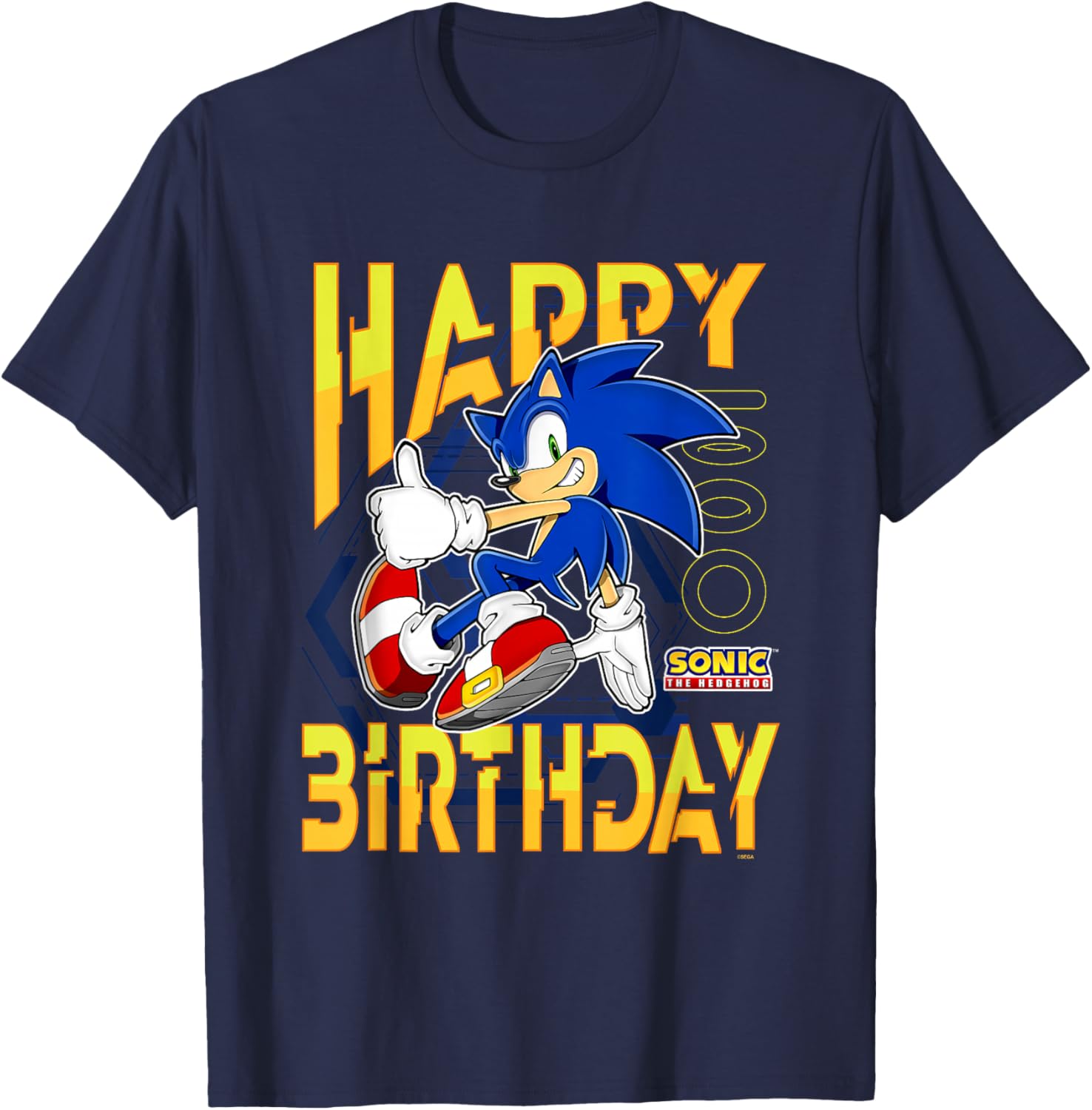 Sonic The Hedgehog Birthday T-Shirt with Thumbs Up Logo for Kids - 11