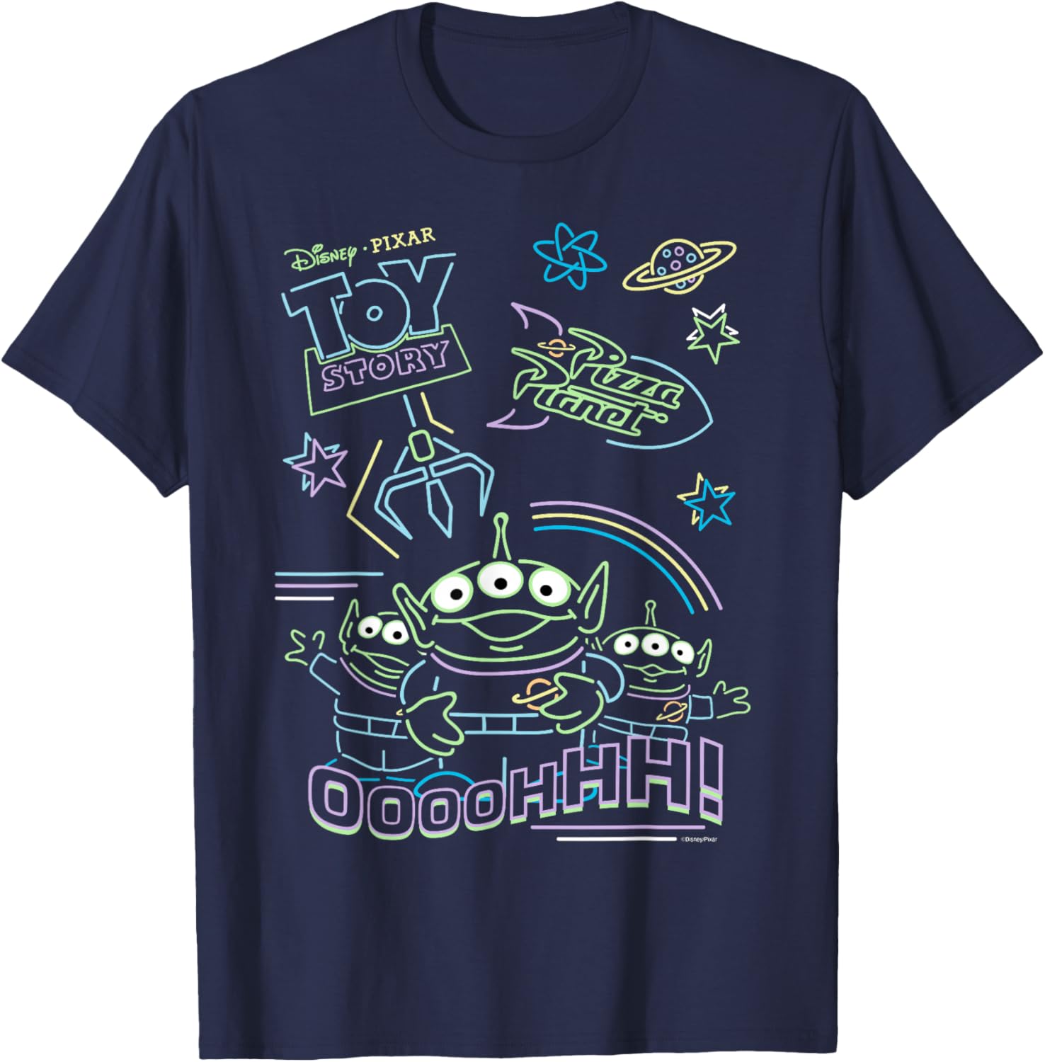 Toy Story Pizza Planet Aliens Neon T-Shirt for Kids and Adults - 1