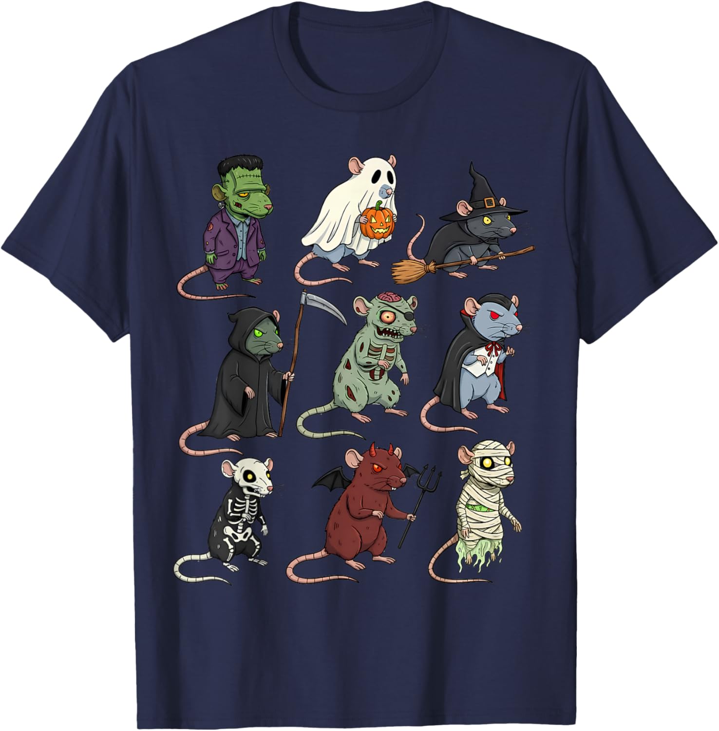 Spooky Witch Zombie Rat Halloween T-Shirt for Boys and Girls - 18
