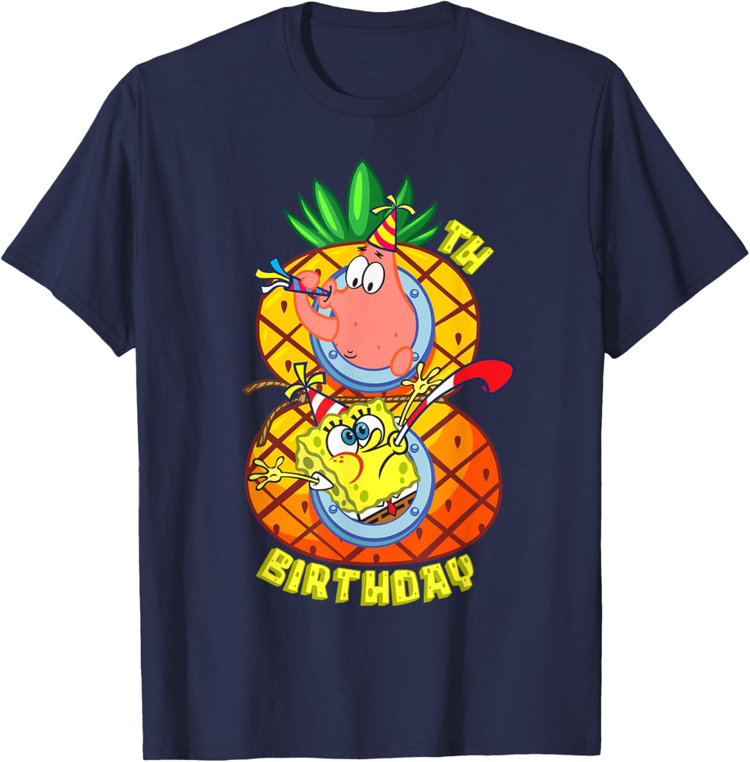 SpongeBob Patrick 8th Birthday Boy T-Shirt Fun Pineapple Design - 2