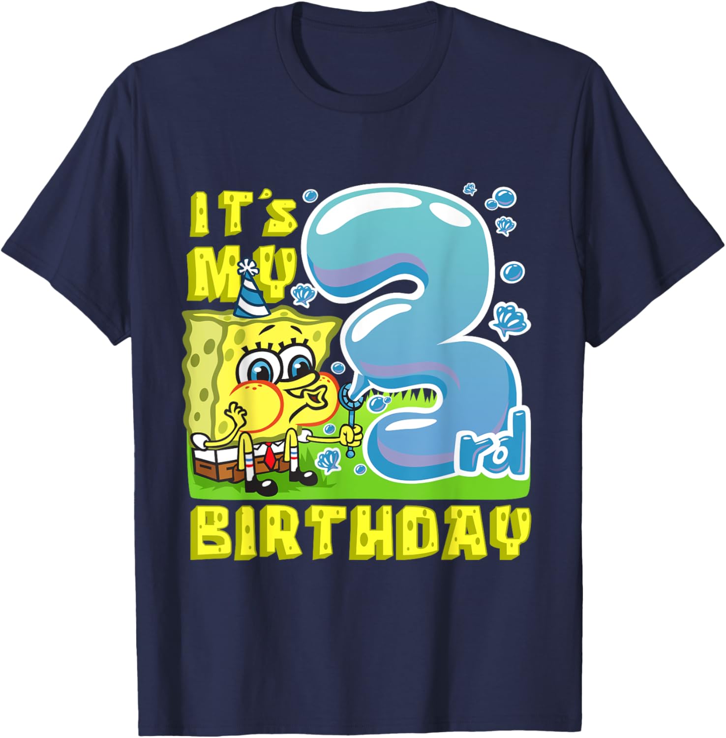 Mademark SpongeBob Third Birthday T-Shirt for Boys and Girls - 5