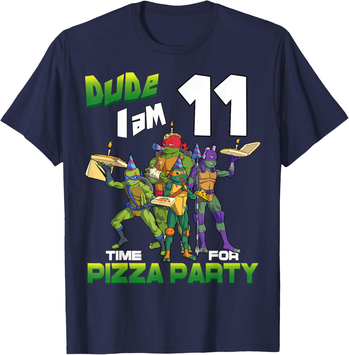Mademark Teenage Mutant Ninja Turtles Pizza Birthday T-Shirt for Ages 11 - 2