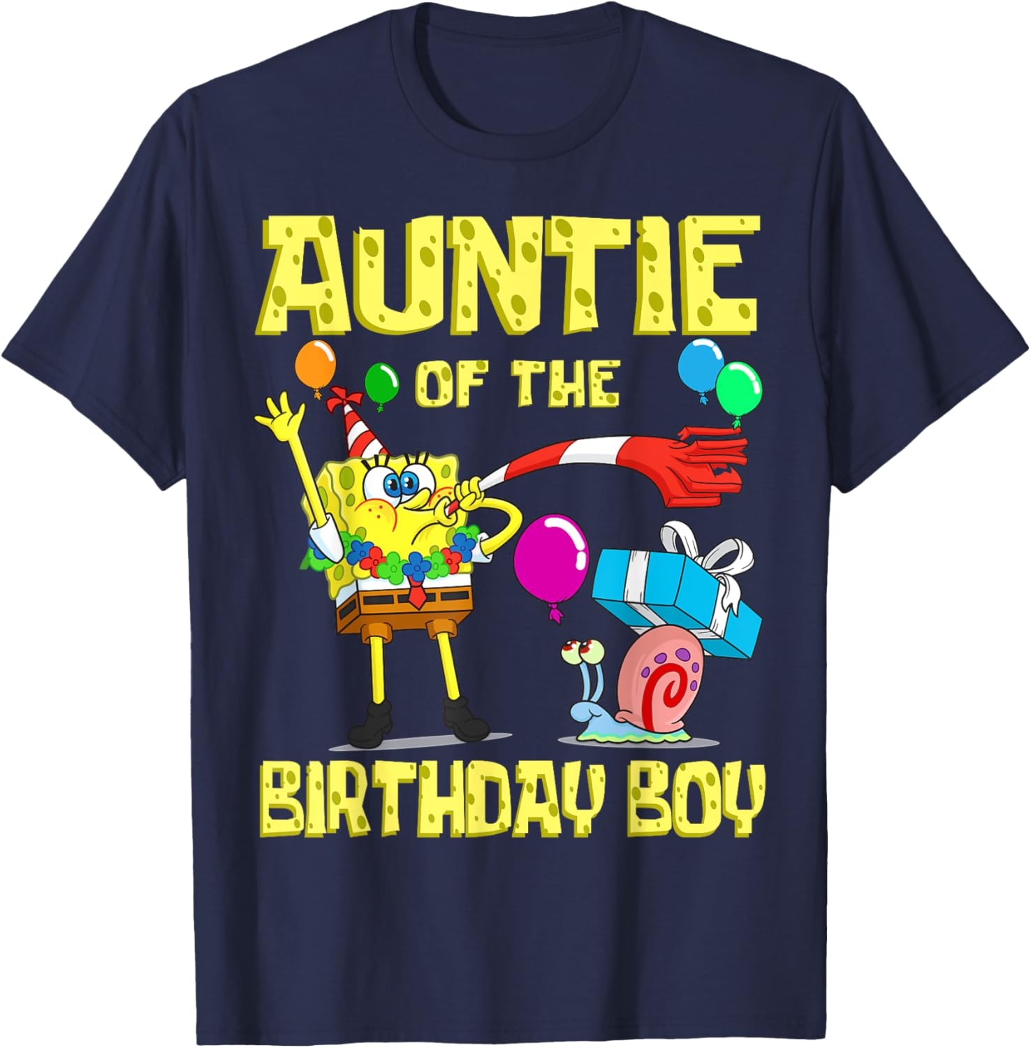 Mademark SpongeBob Birthday Boy Auntie Theme T-Shirt Fun Party Apparel - 18