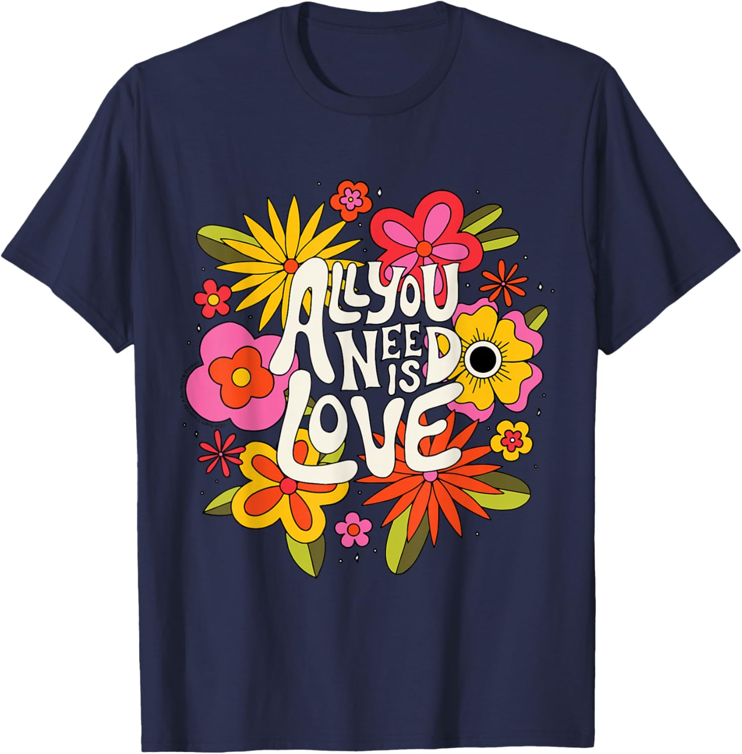 The Beatles All You Need Is Love Retro Floral T-Shirt for Music Lovers - 9