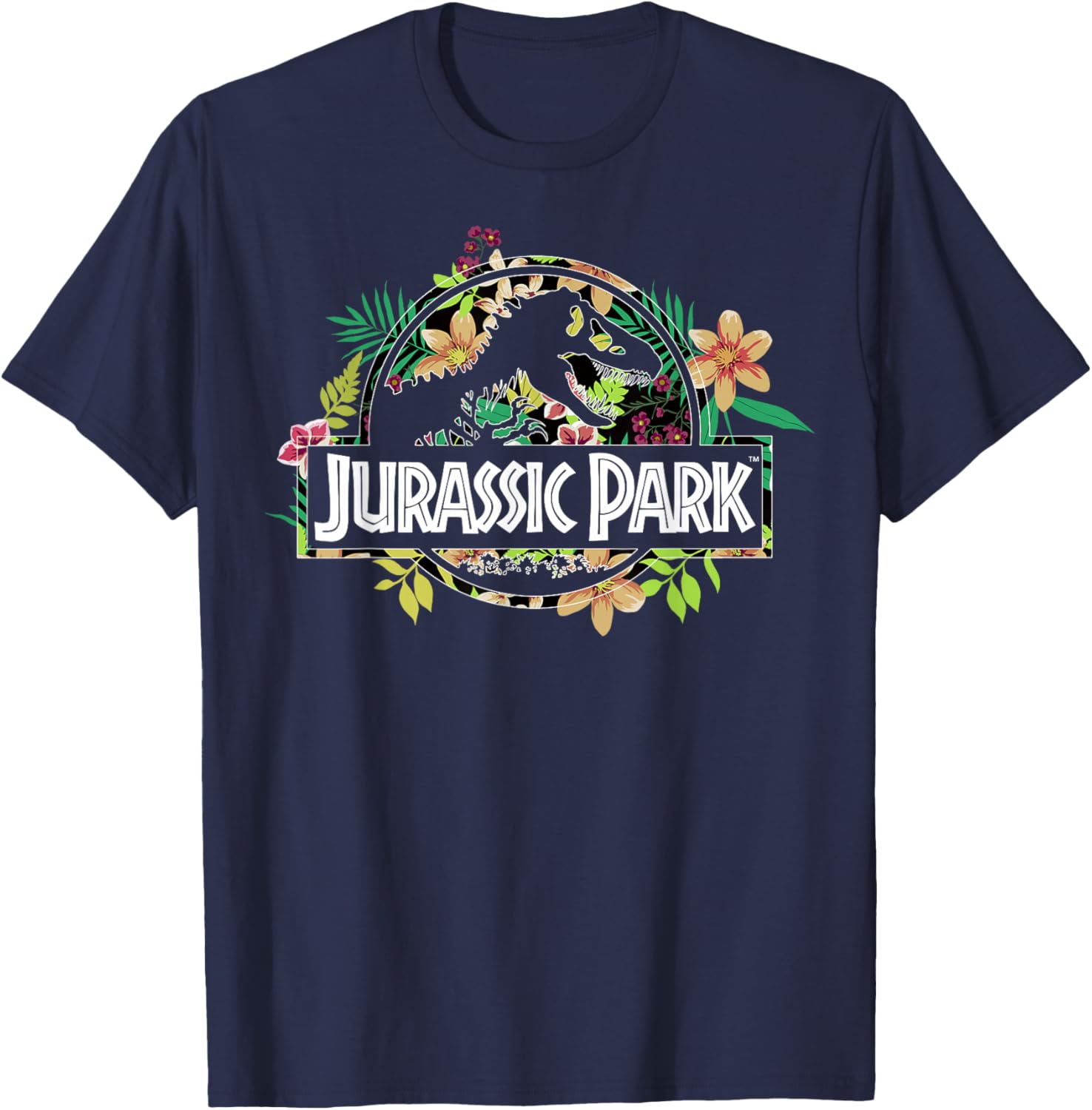 Jurassic Park Tropical Floral Fossil Logo Graphic T-Shirt for Men and Women - 3