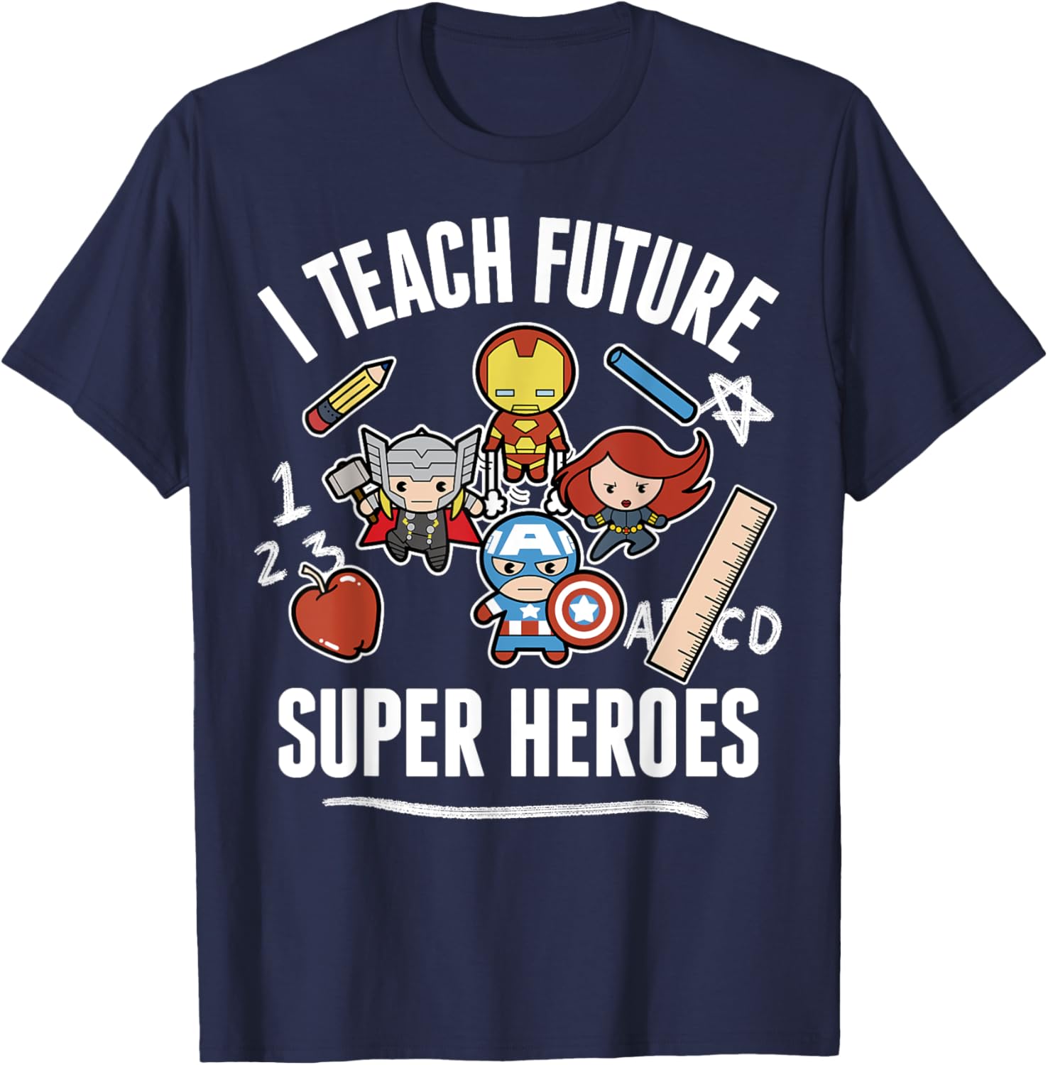 Marvel Avengers Classic I Teach Super Heroes Graphic T-Shirt for Fans - 6
