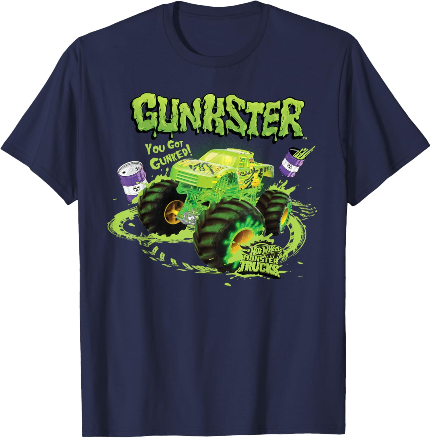 Hot Wheels Monster Trucks Gunkster T-Shirt for Kids Fun Racing Style - 1