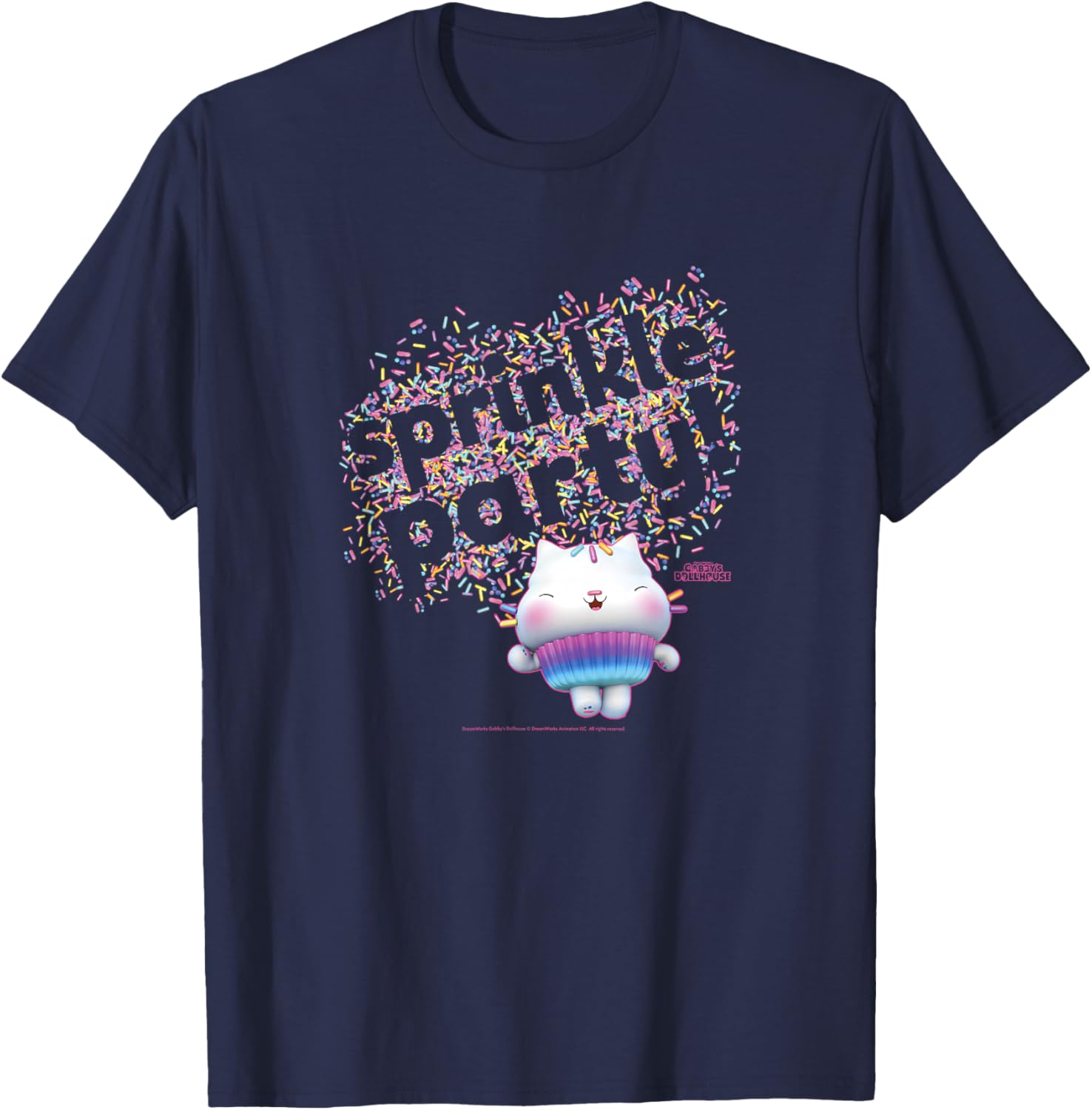 Gabby's Dollhouse Cakey Cat Sprinkle Party T-Shirt for Kids Fun Wear - 1
