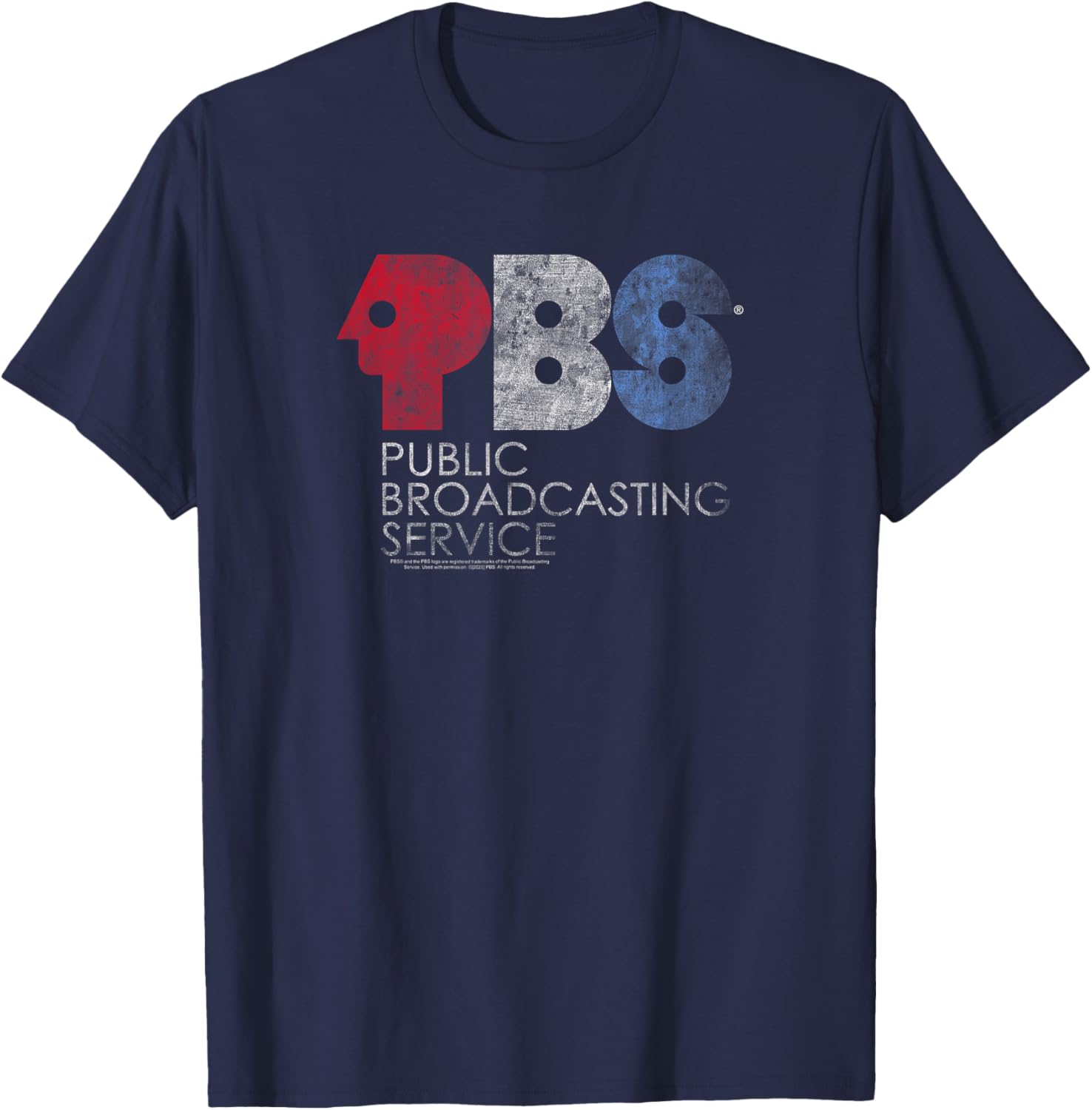 Vintage PBS Distressed Red White and Blue Logo T-Shirt for Casual Style - 2