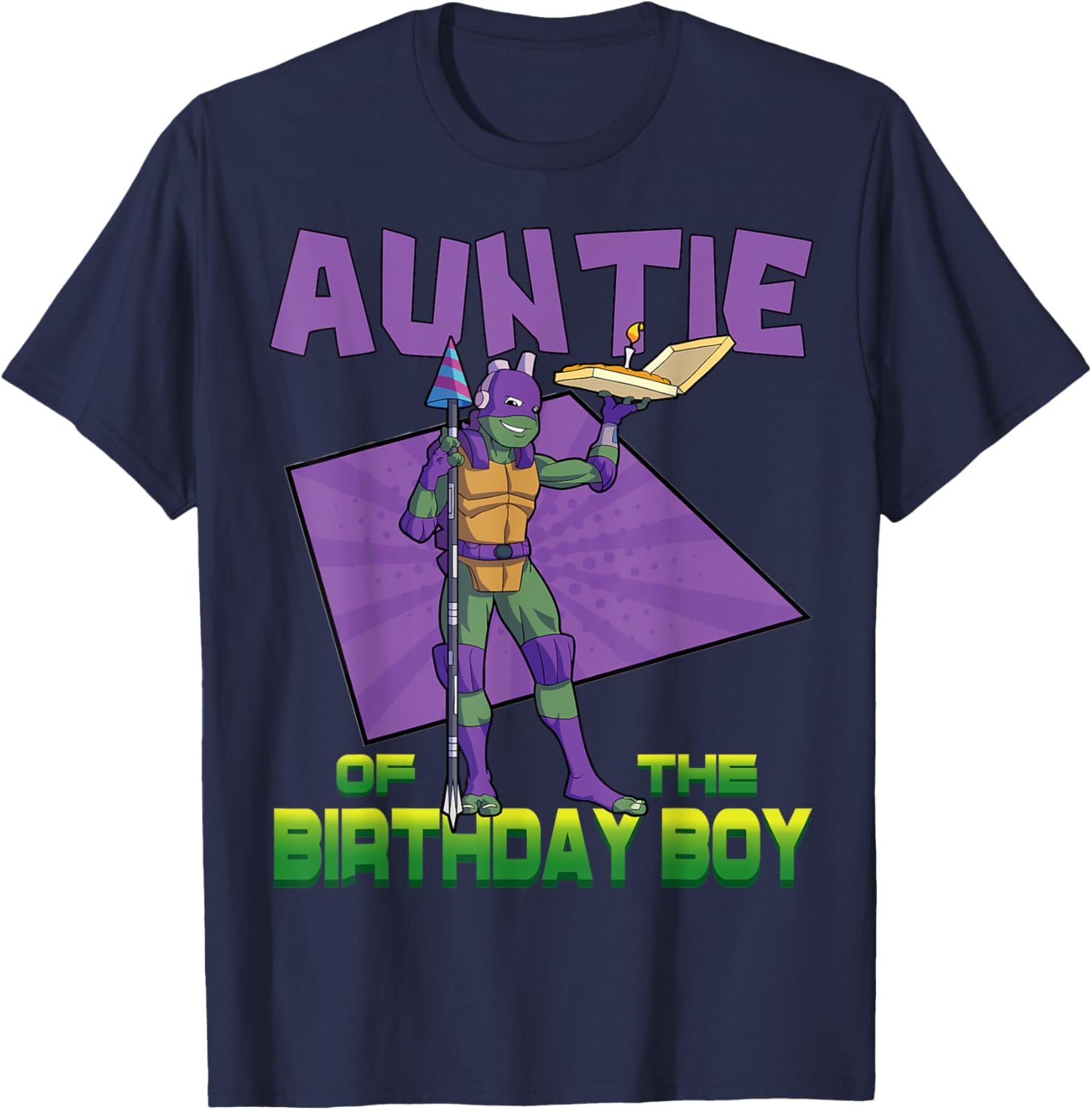 Mademark TMNT Donnie Auntie Birthday Pizza Party T-Shirt for Kids - 21
