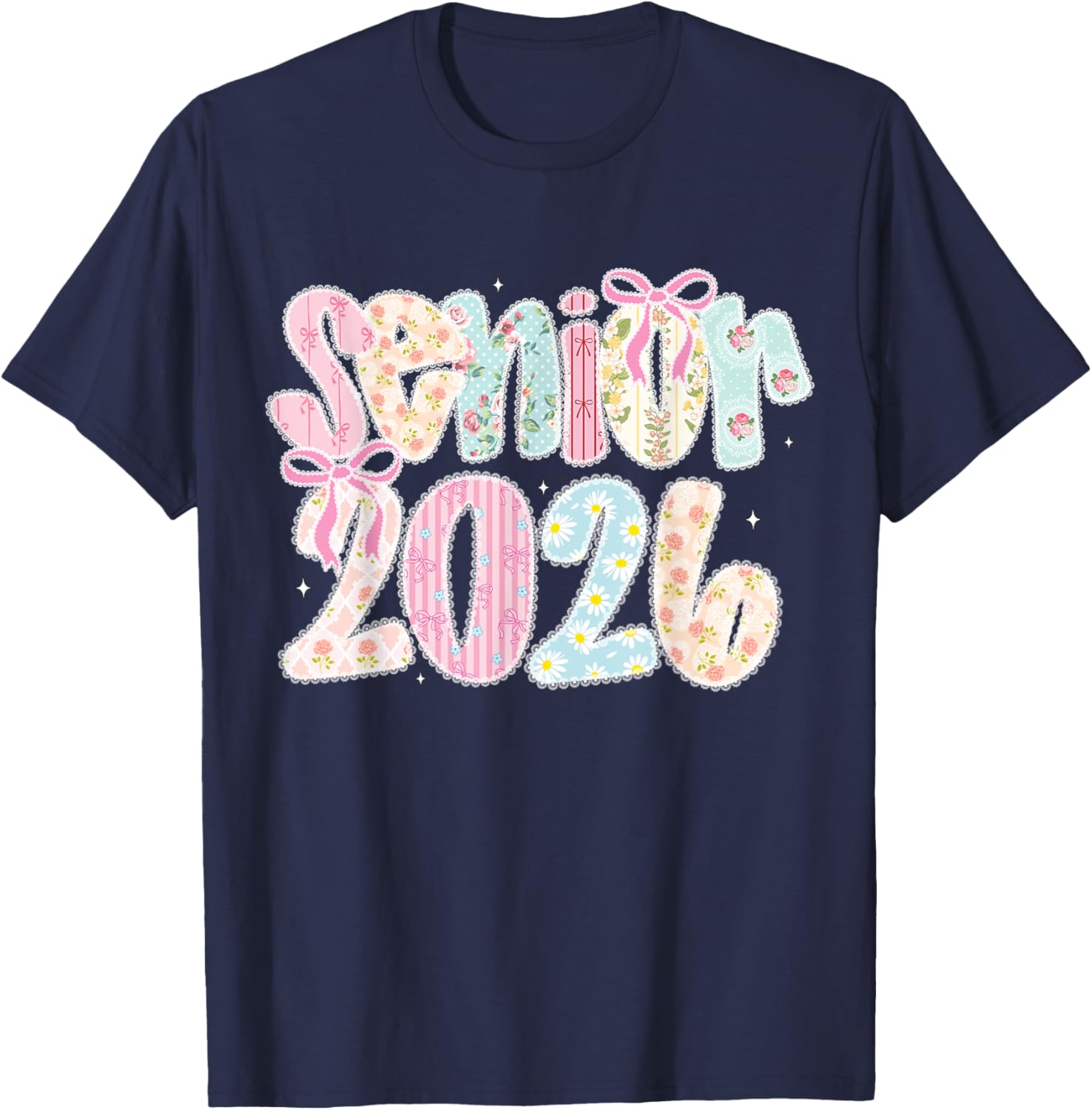 Coquette Lace Floral Pastel Graduation T-Shirt for Senior 2026 - 27