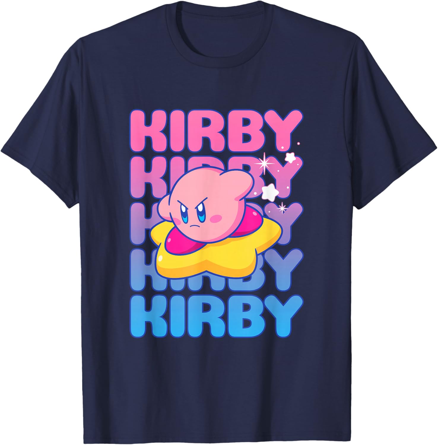 Kirby Nintendo Big Bubble Text Stack T-Shirt for Gamers and Fans - 25