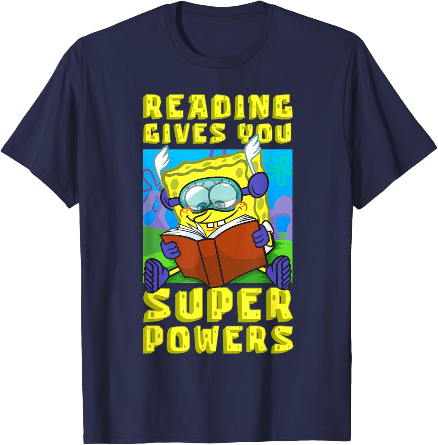 Mademark SpongeBob SquarePants Super Powers Reading T-Shirt for Kids - 7