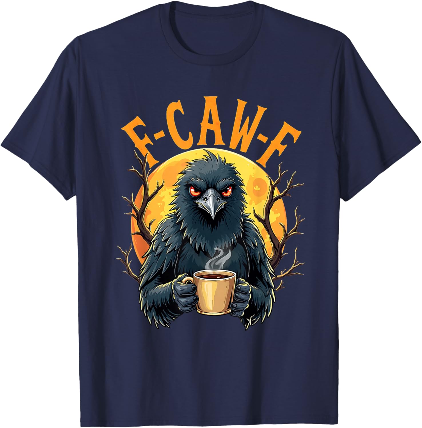 Funny Coffee Crow Gothic Raven F Caw Halloween T-Shirt for Spooky Fun - 10
