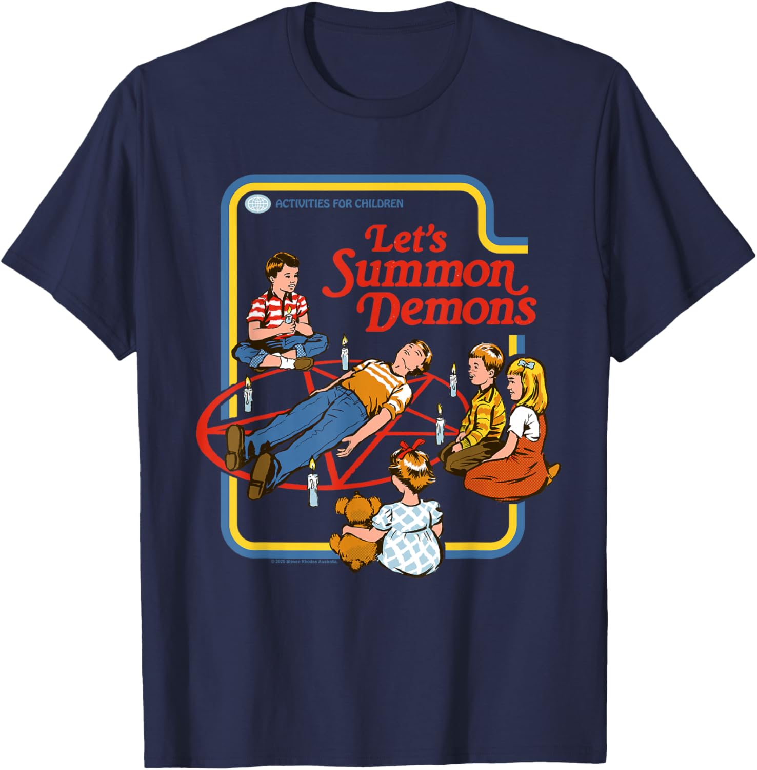 Funny Retro Let's Summon Demons T-Shirt for Adult Humor Fans - 3