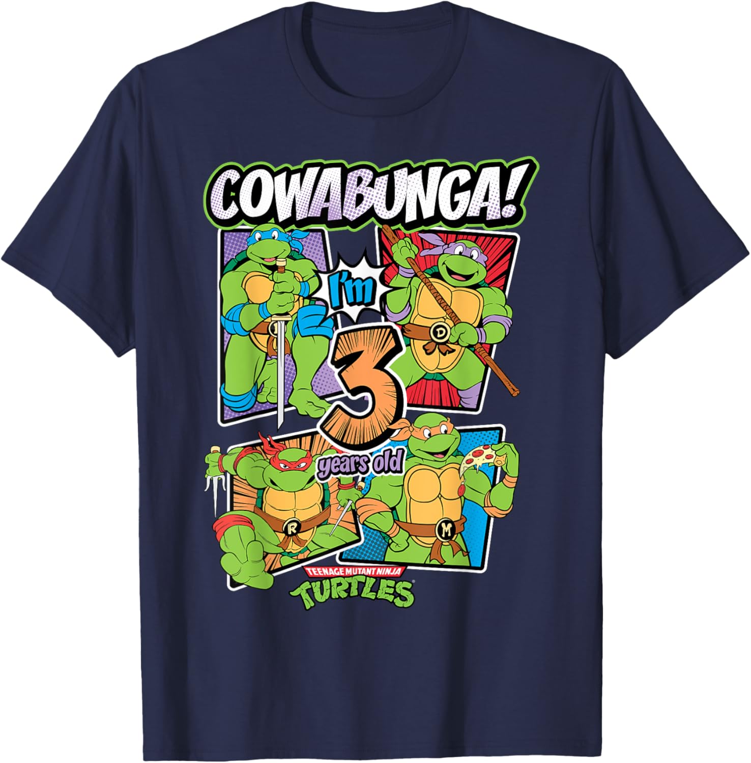 Cowabunga I'm 3 Years Old TMNT T-Shirt for Kids Fun Birthday Apparel - 3