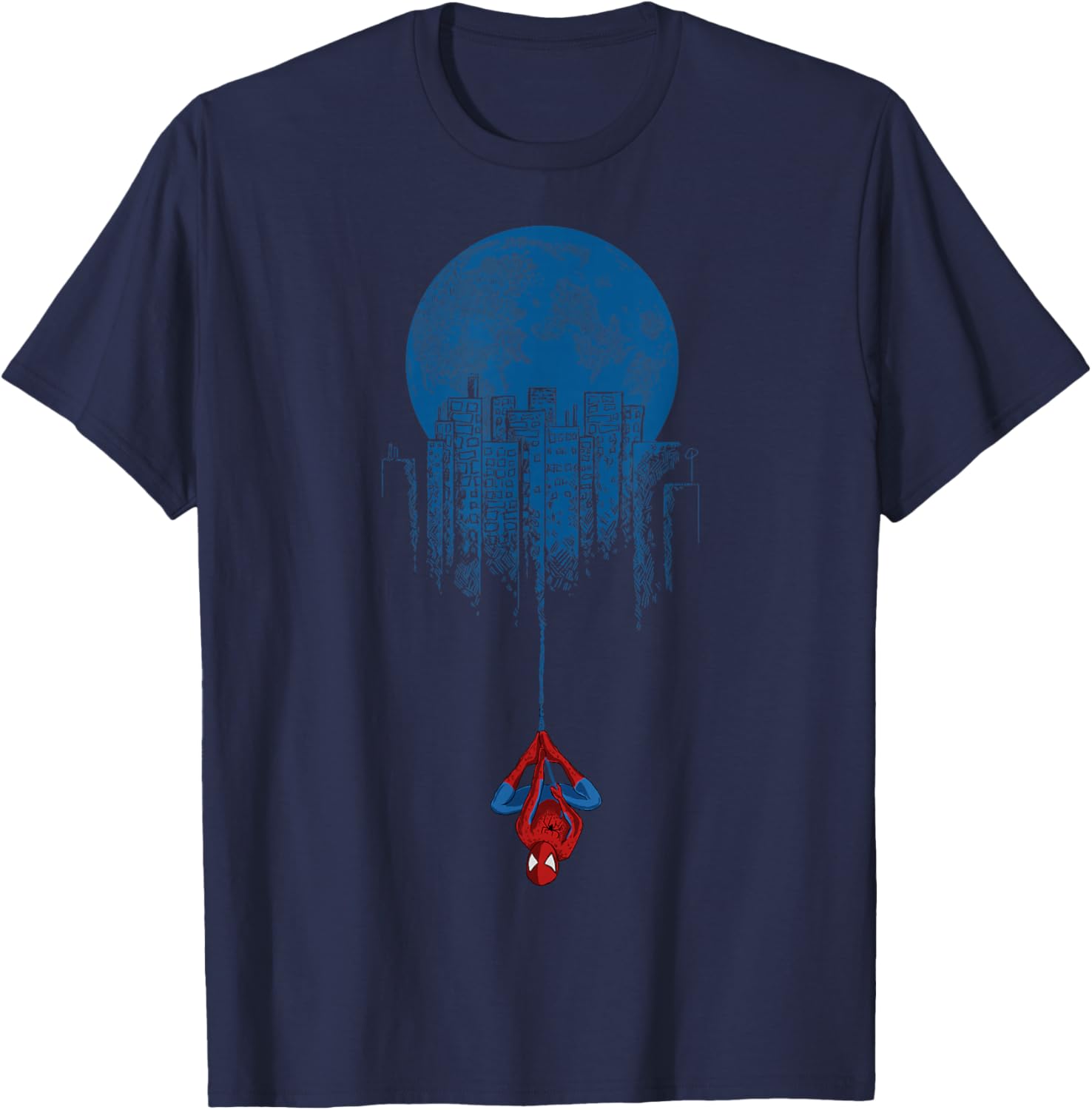 Marvel Spider-Man Blue Steel Moon Hang Graphic T-Shirt for Fans - 1