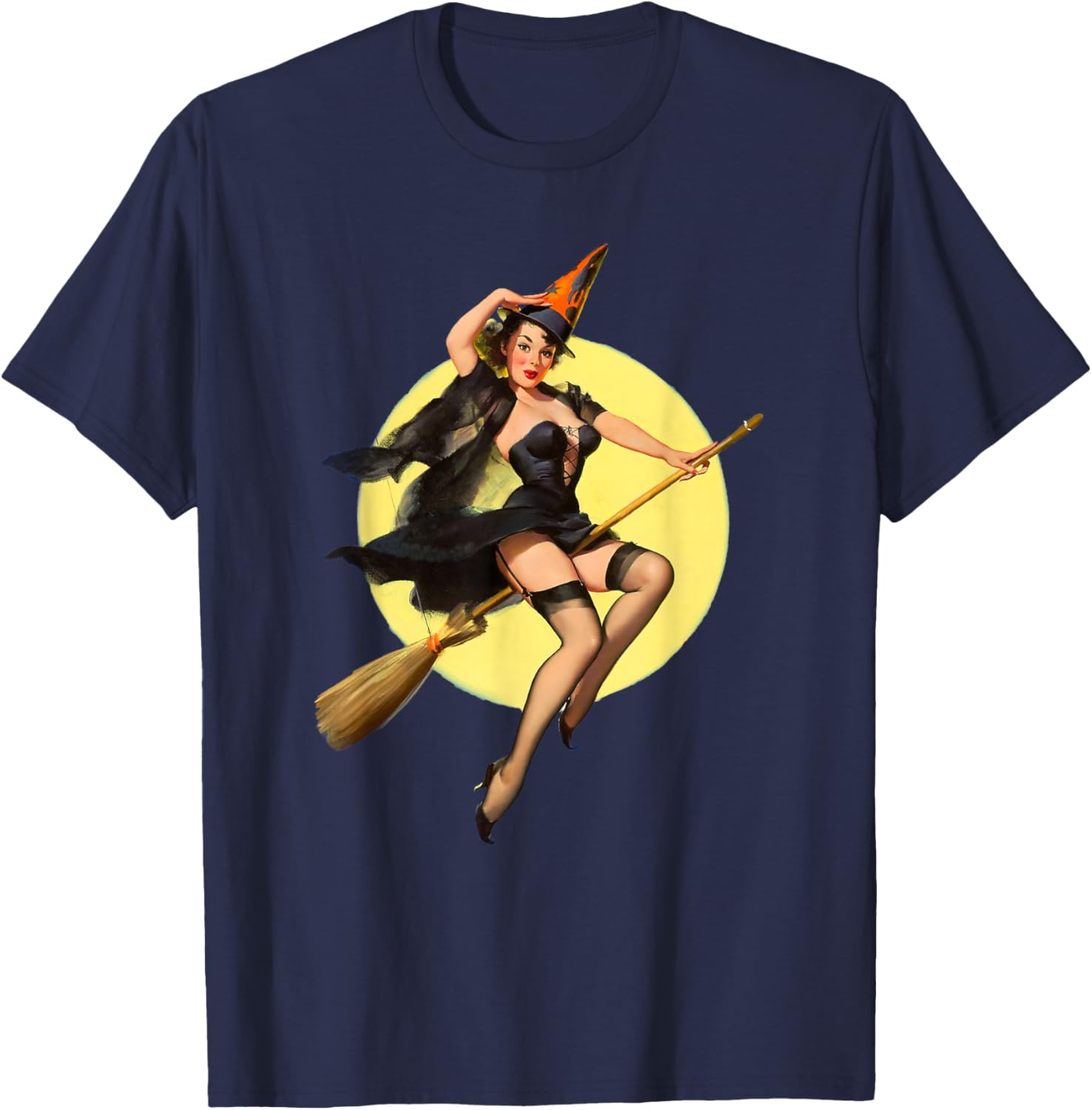 Vintage Pin Up Witch Halloween T-Shirt for Fun Spooky Style - 3