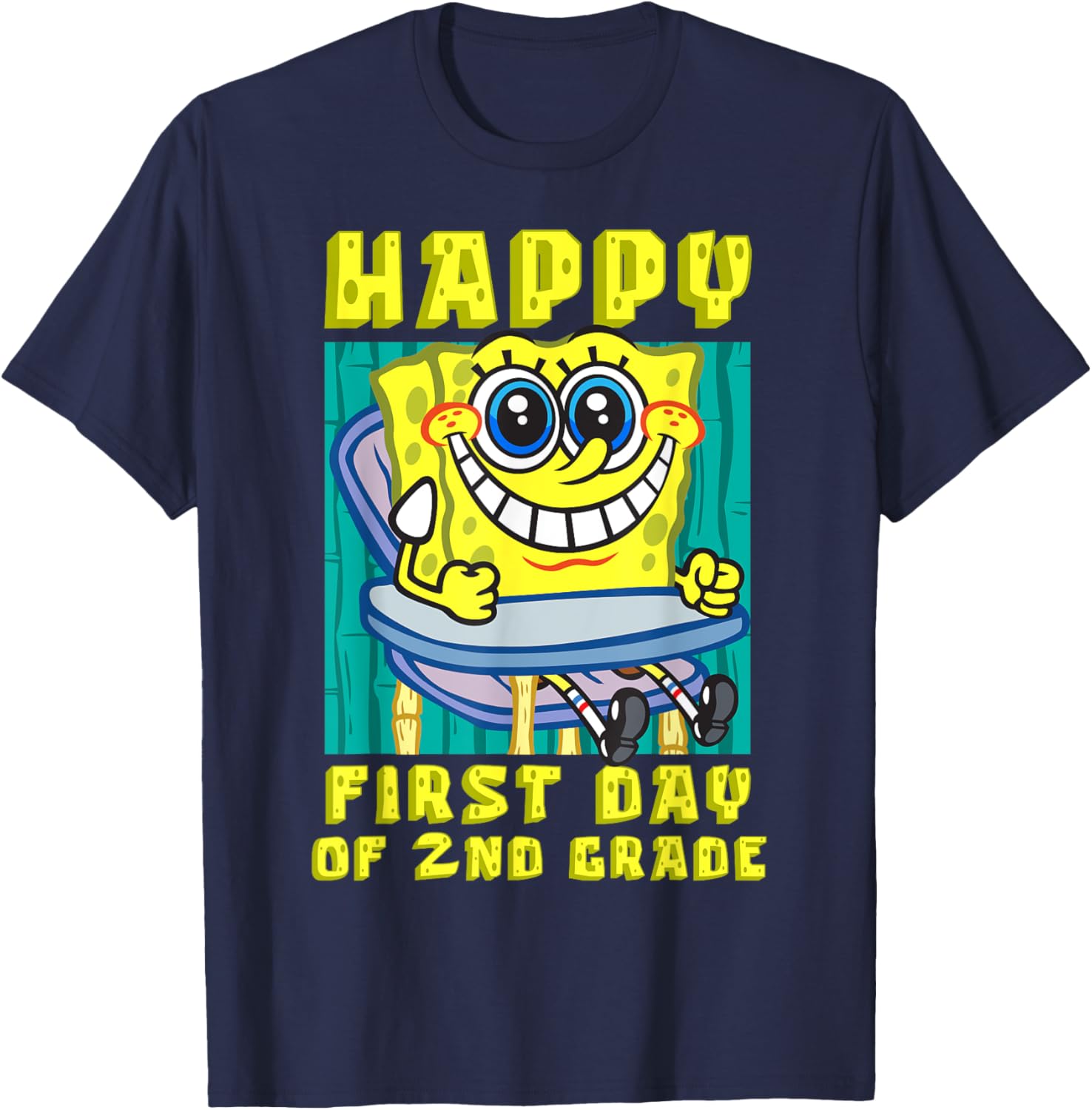 SpongeBob Happy 2nd Grade T-Shirt for Kids - Fun Back to School Clothing - 17