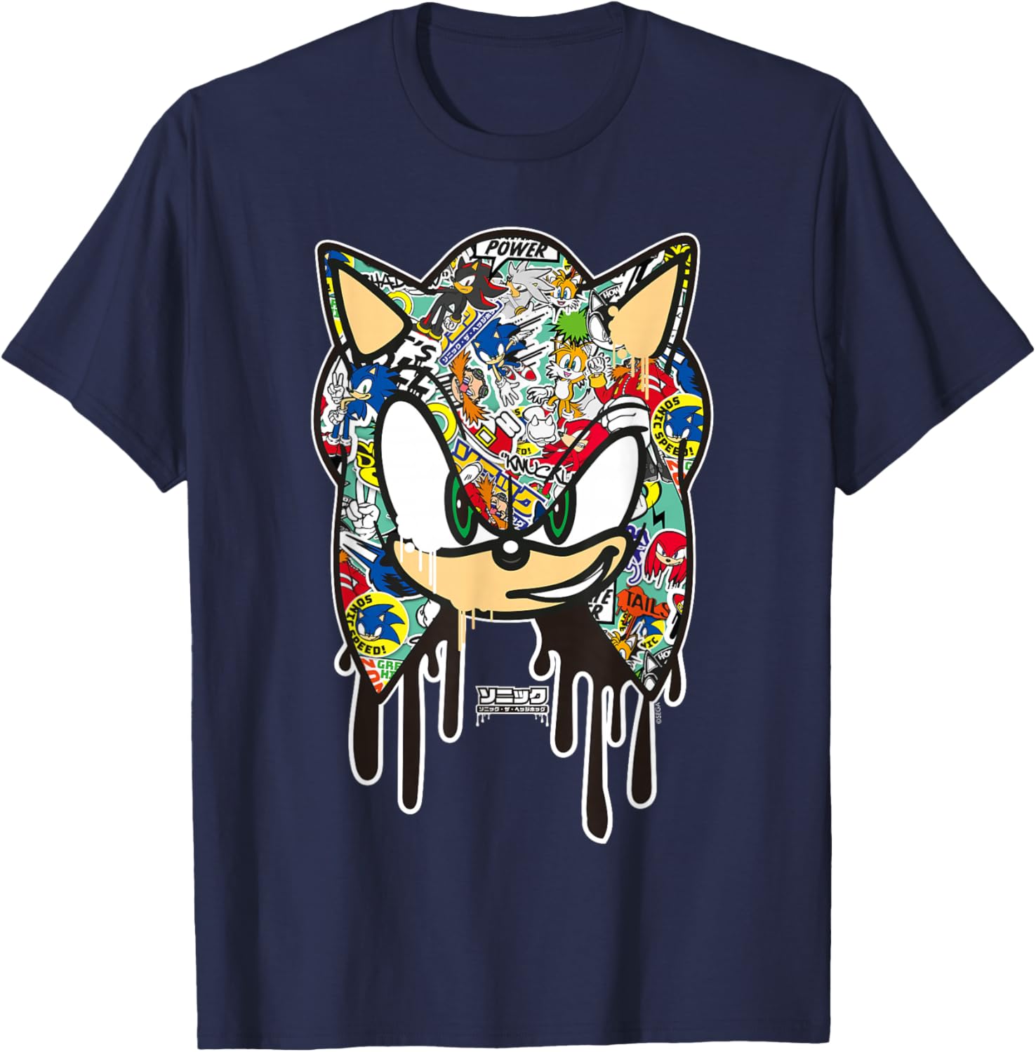 Sonic the Hedgehog Sticker T-Shirt for Fans of Cool Cartoon Style - 27