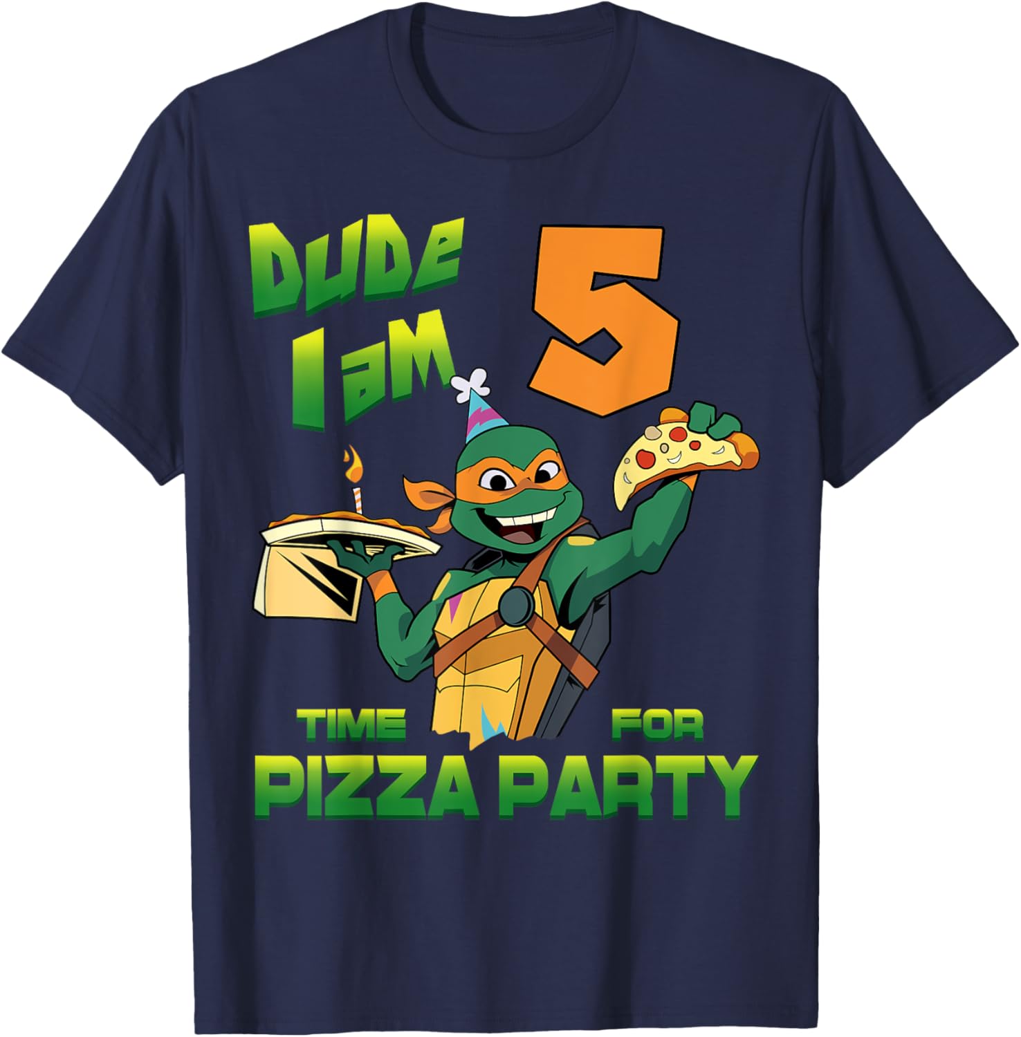 Mademark Teenage Mutant Ninja Turtles Mikey Pizza Birthday T-Shirt for Kids - 7