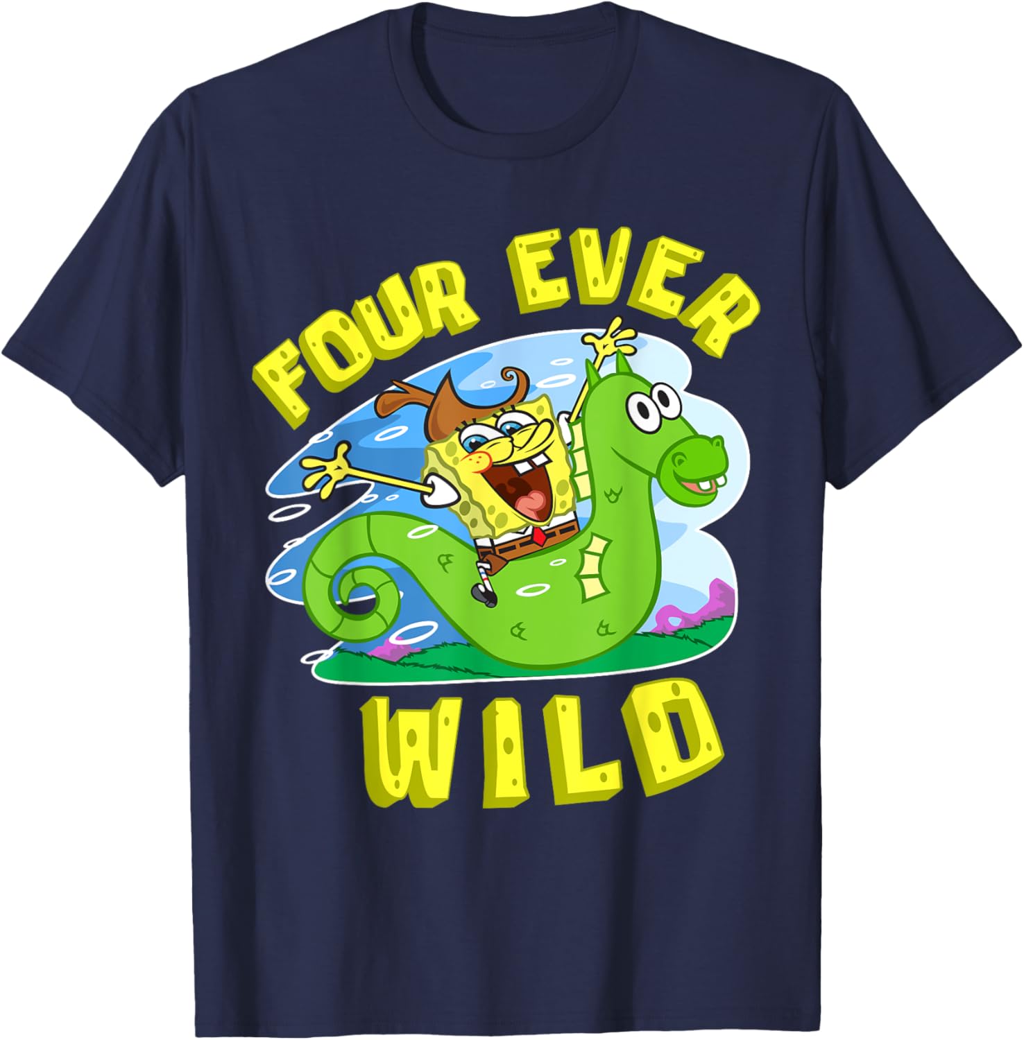 Mademark SpongeBob 4th Birthday T-Shirt for Boys Fun and Colorful Gift - 16